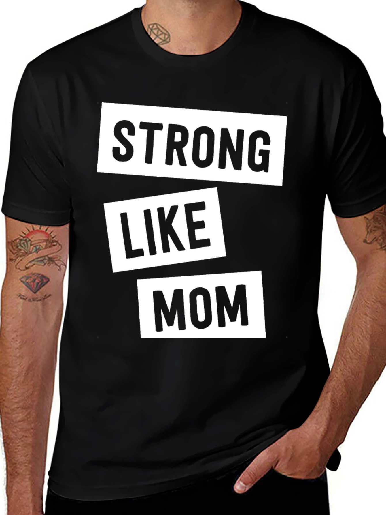 Strong Like Mom T-Shirt - Black Graphic Tee
