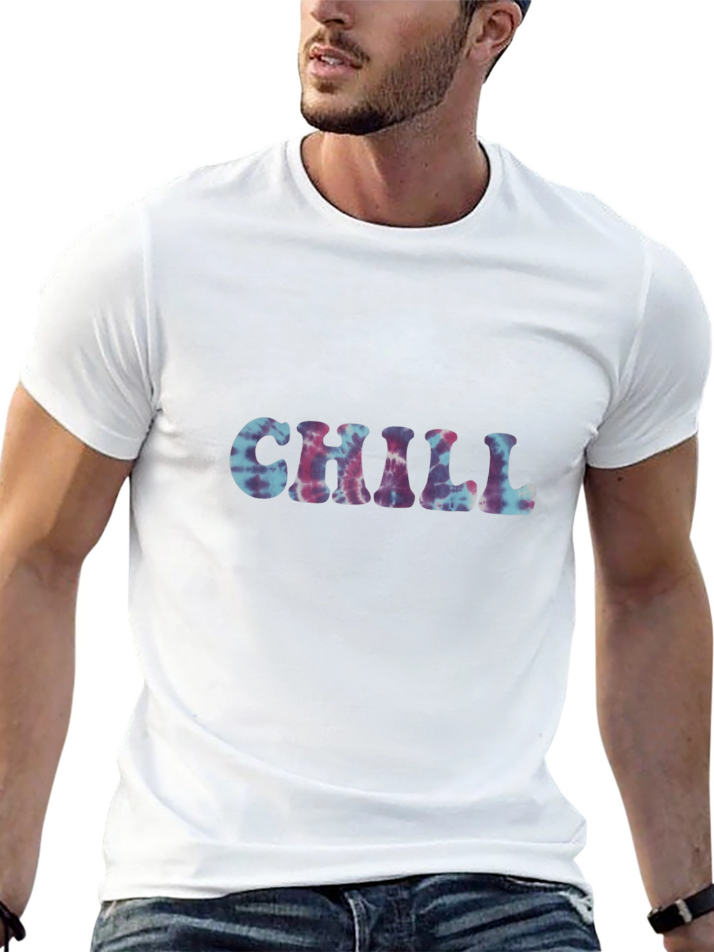 Chill Tie-Dye Graphic Black Tee
