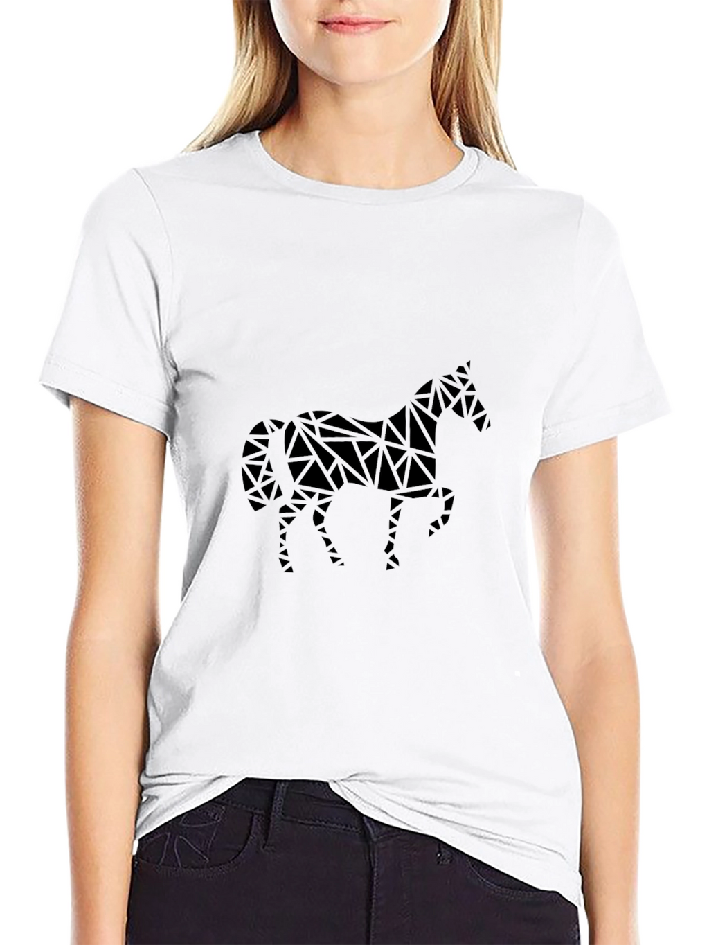 Geometric Horse Graphic Tee - Black
