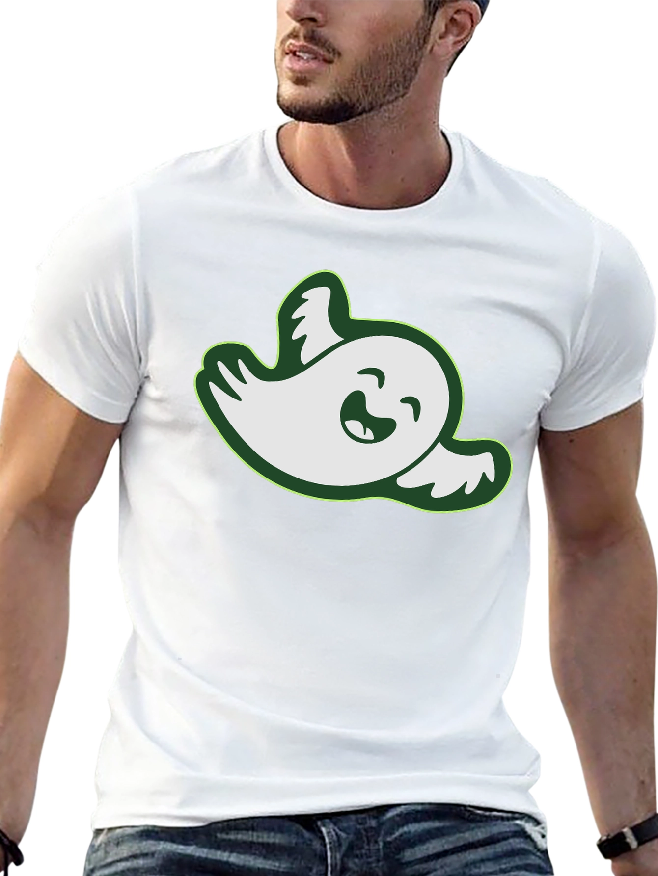 Funny Ghost Graphic Tee - Black Cotton T-Shirt