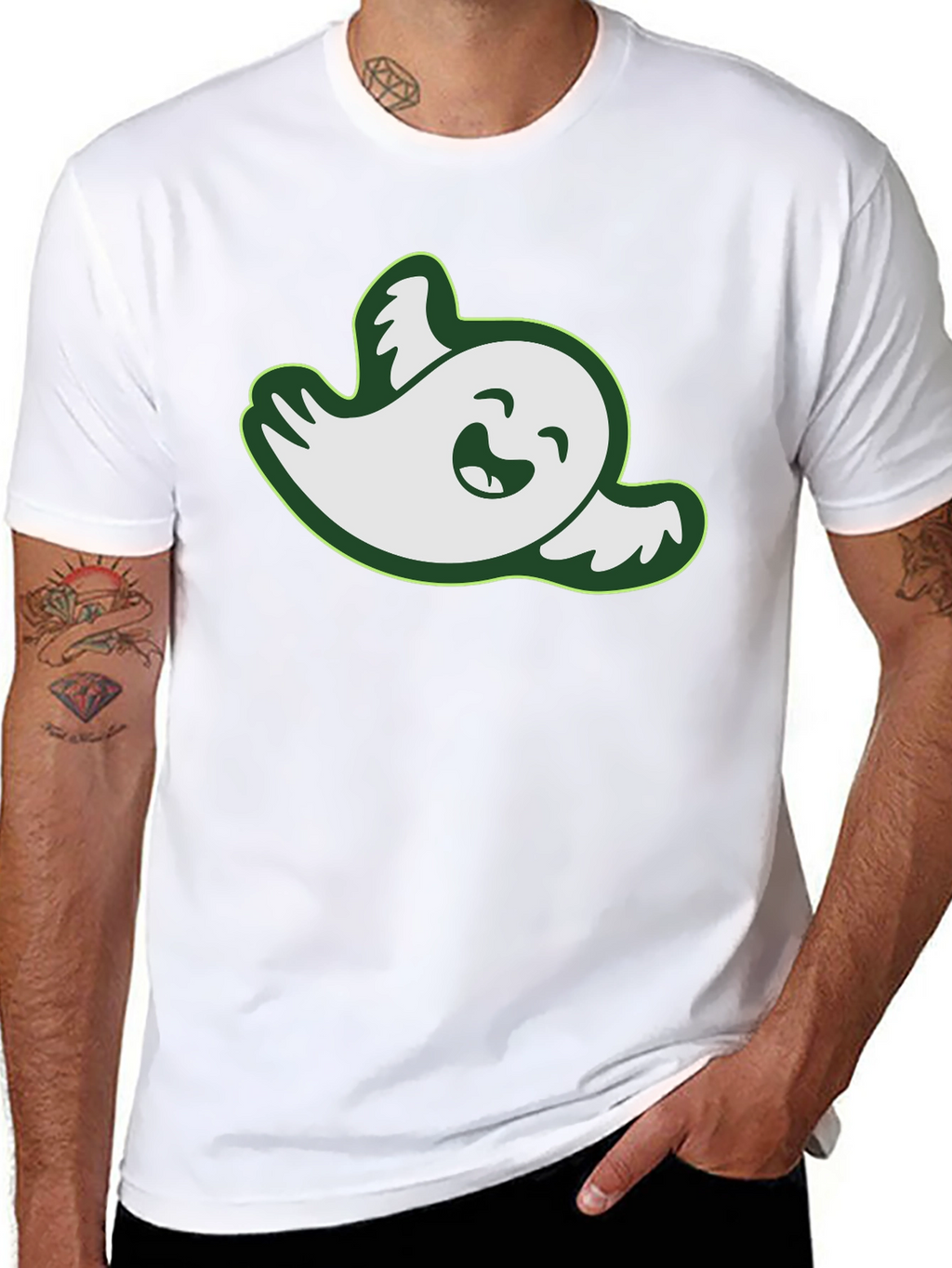 Funny Ghost Graphic Tee - Black Cotton T-Shirt
