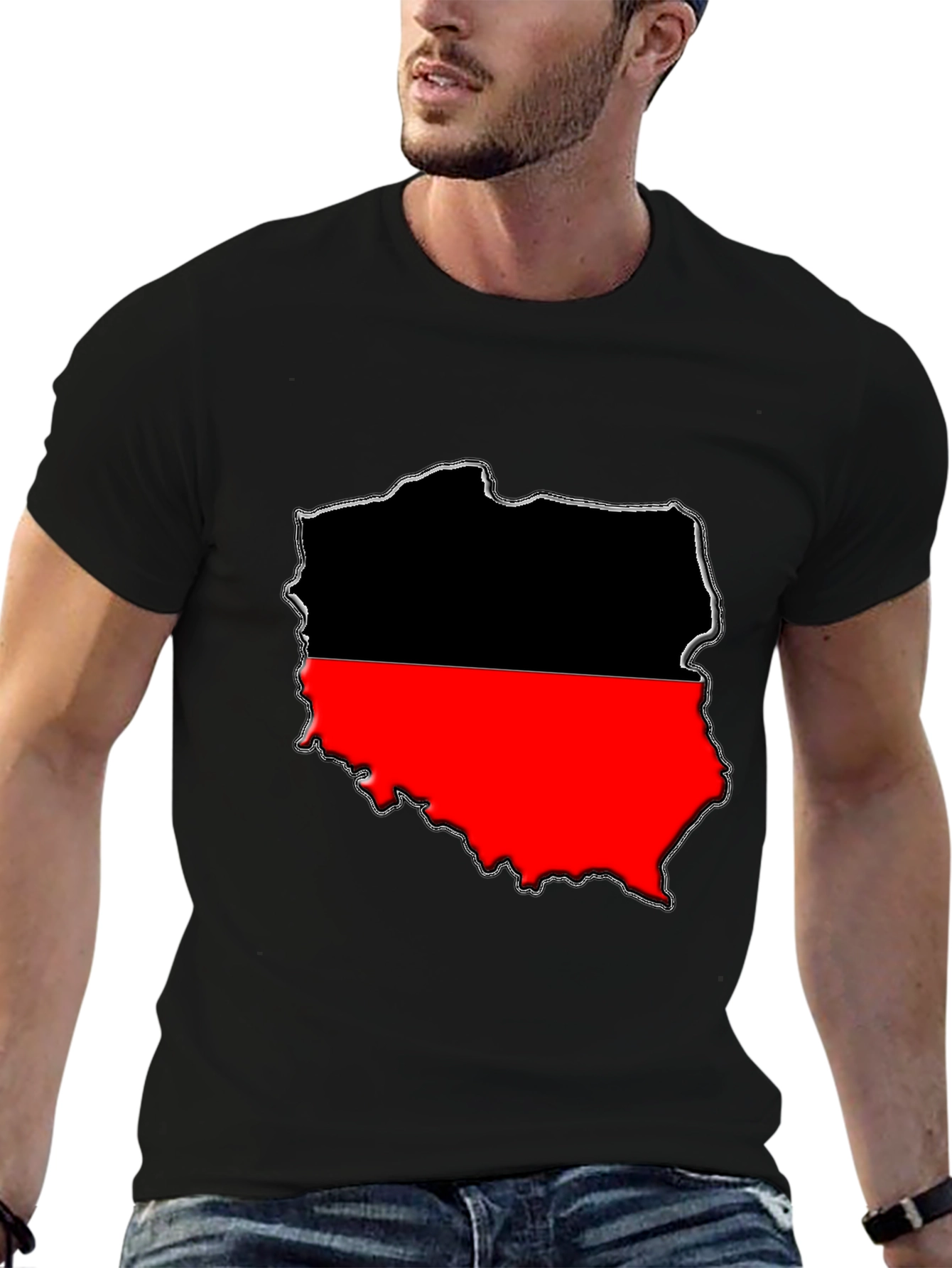 Poland Map T-Shirt - Black & Red Graphic Tee