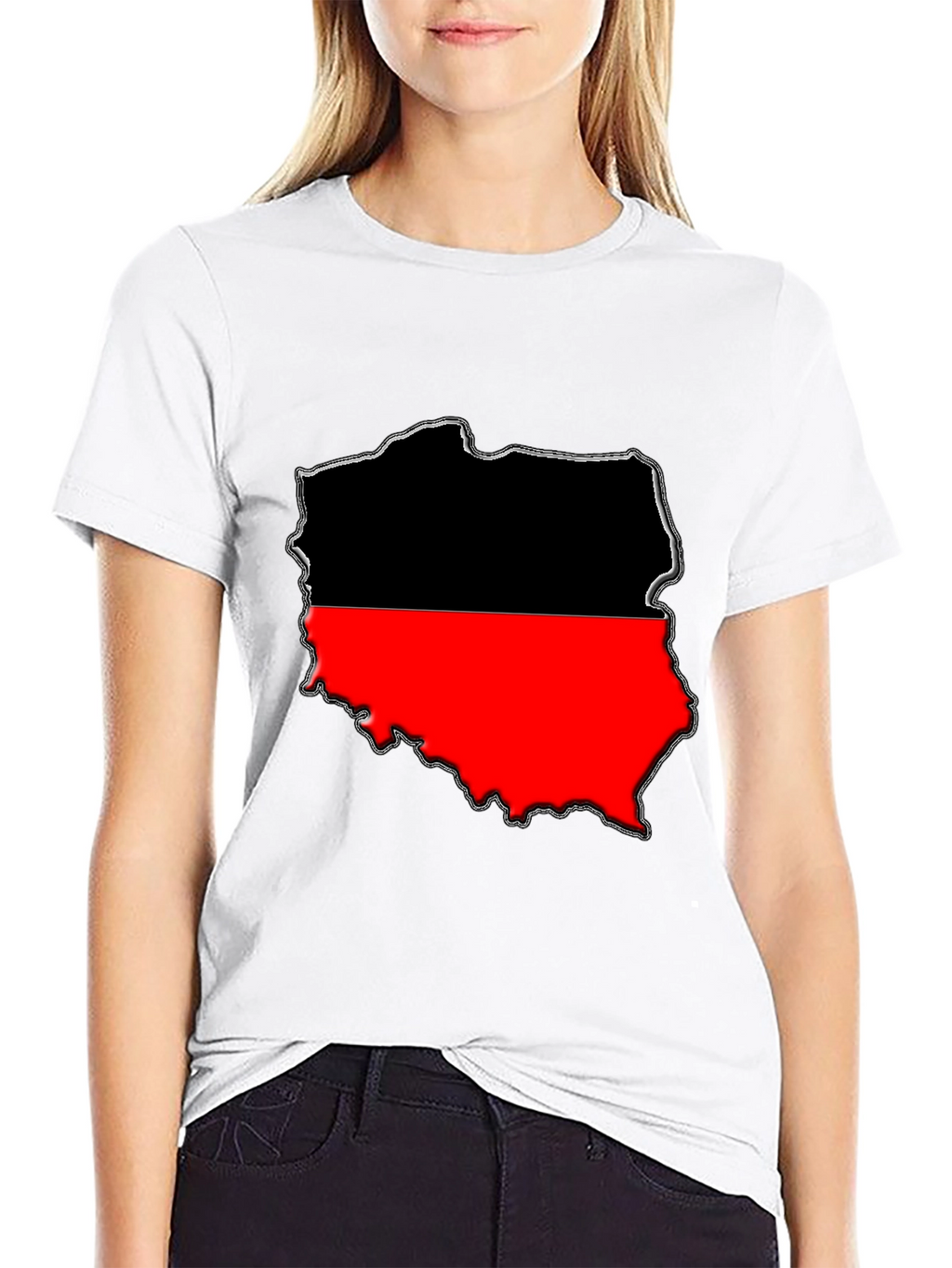 Poland Map T-Shirt - Black & Red Graphic Tee