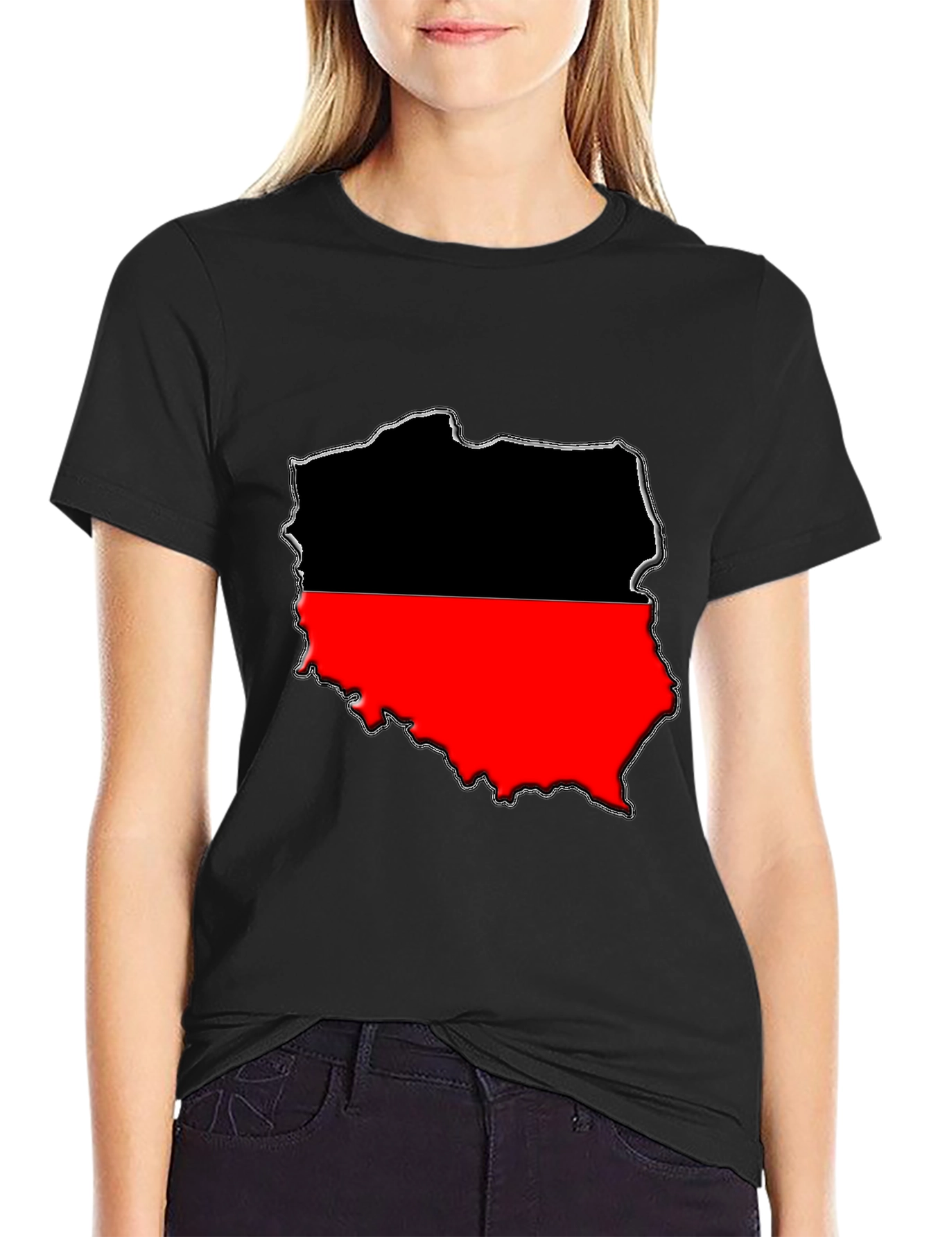 Poland Map T-Shirt - Black & Red Graphic Tee