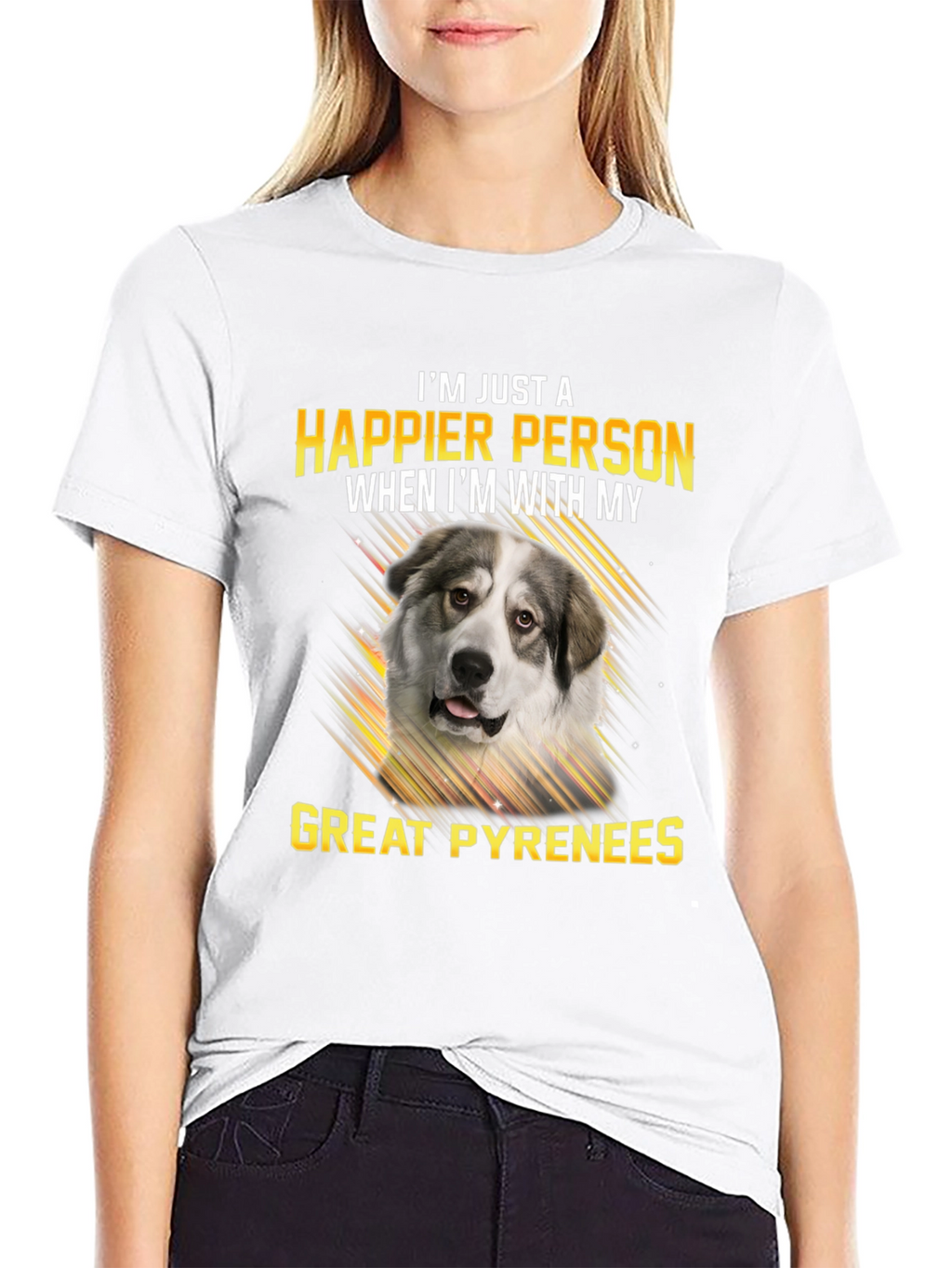 Great Pyrenees Happier With My Dog T-Shirt – Dog Lover Tee