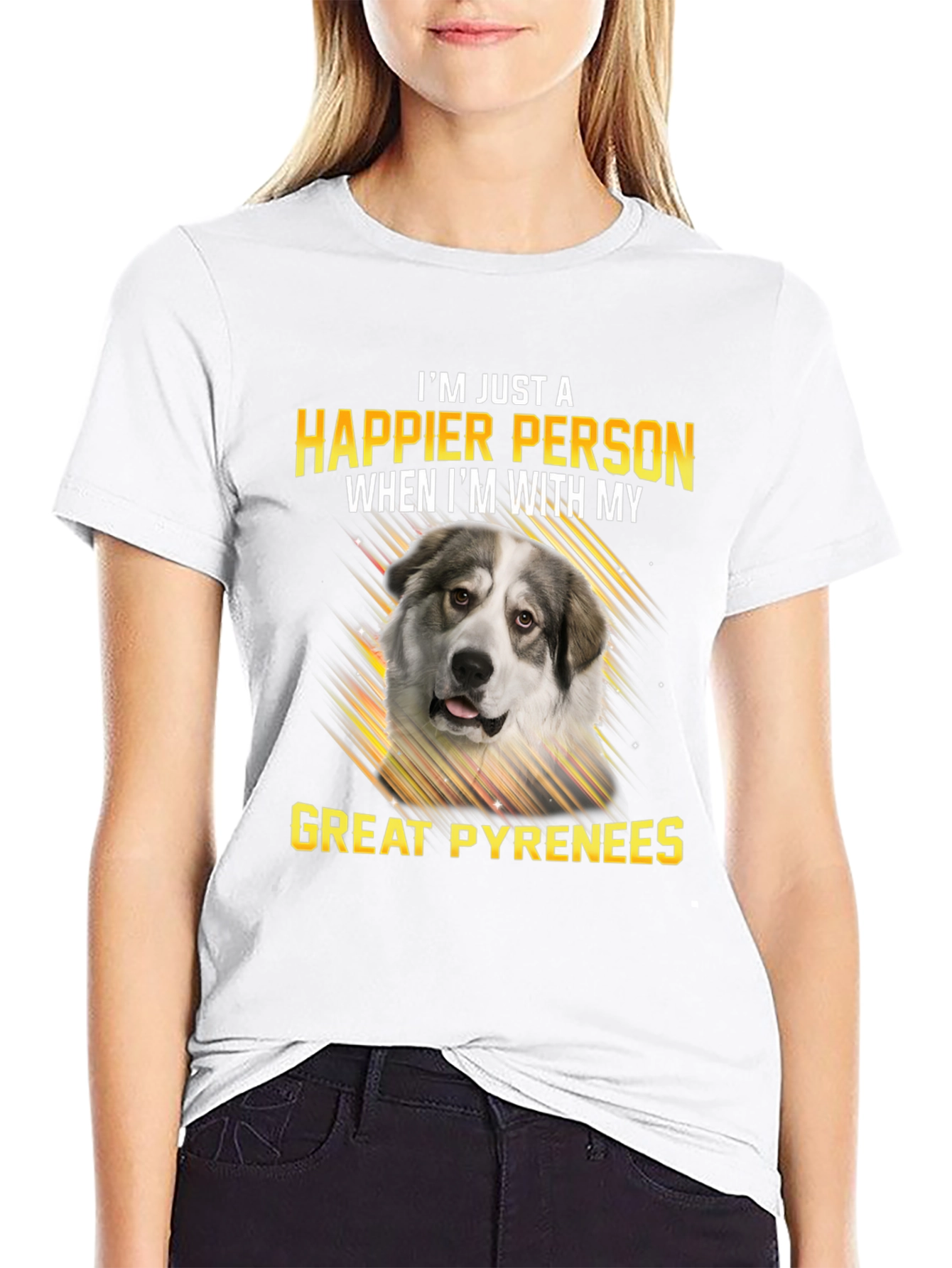 Great Pyrenees Happier With My Dog T-Shirt – Dog Lover Tee