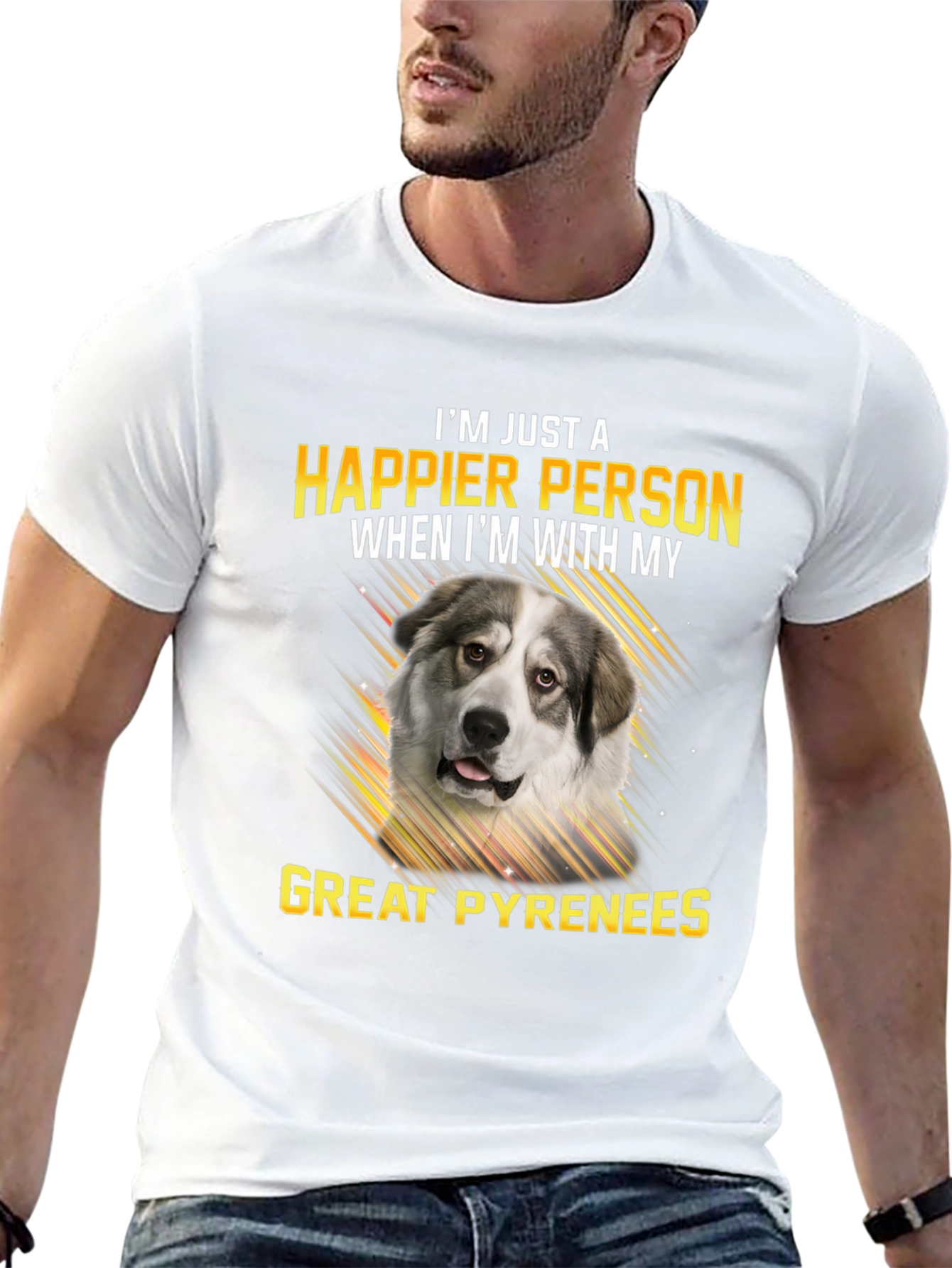 Great Pyrenees Happier With My Dog T-Shirt – Dog Lover Tee