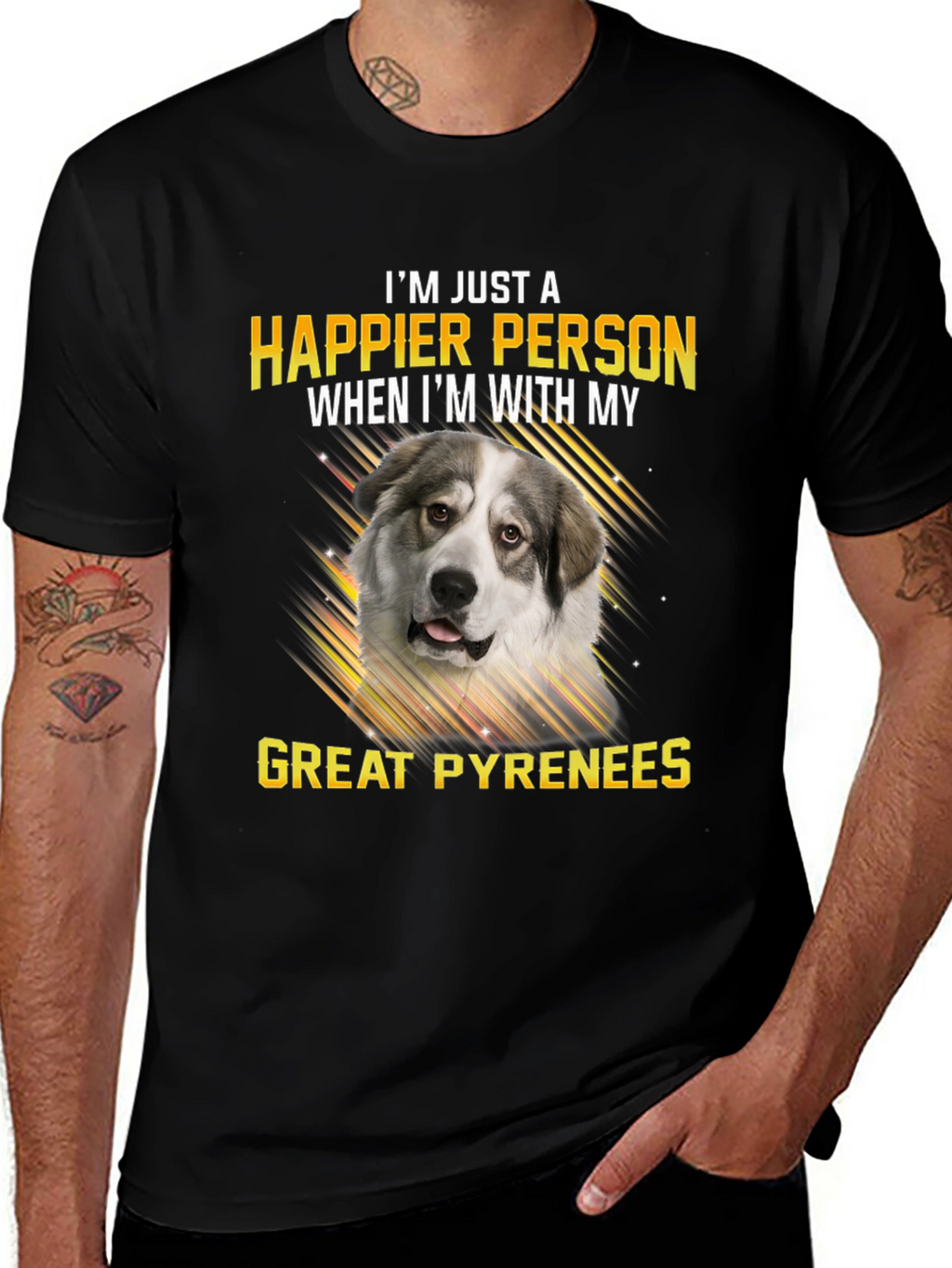 Great Pyrenees Happier With My Dog T-Shirt – Dog Lover Tee