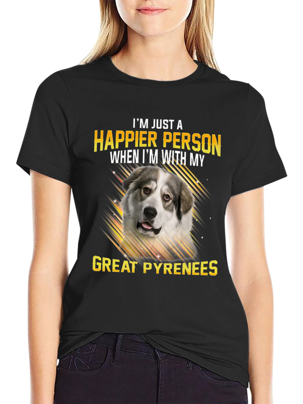 Great Pyrenees Happier With My Dog T-Shirt – Dog Lover Tee