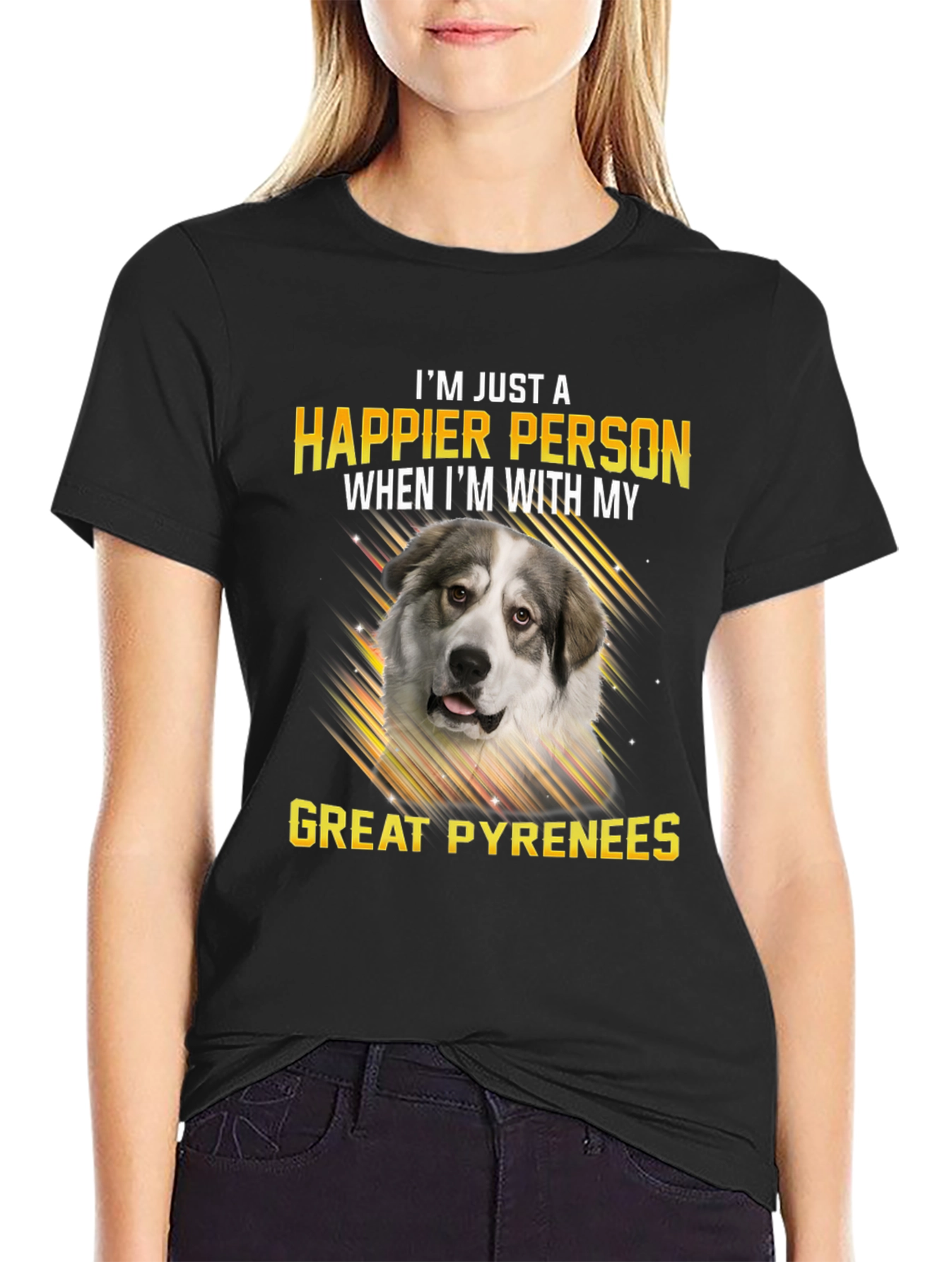 Great Pyrenees Happier With My Dog T-Shirt – Dog Lover Tee