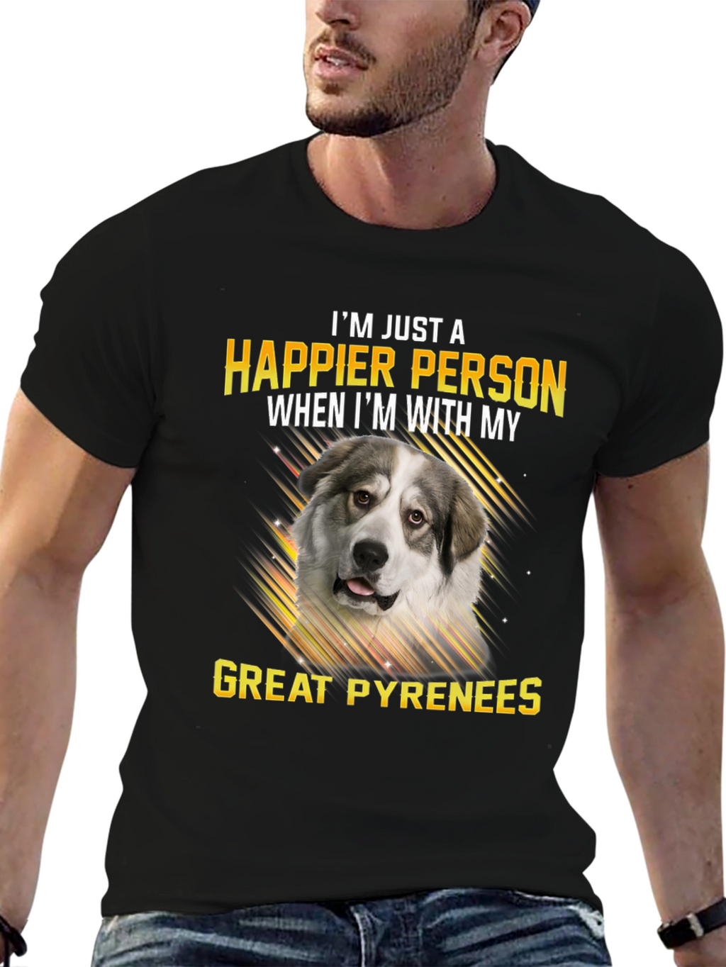 Great Pyrenees Happier With My Dog T-Shirt – Dog Lover Tee
