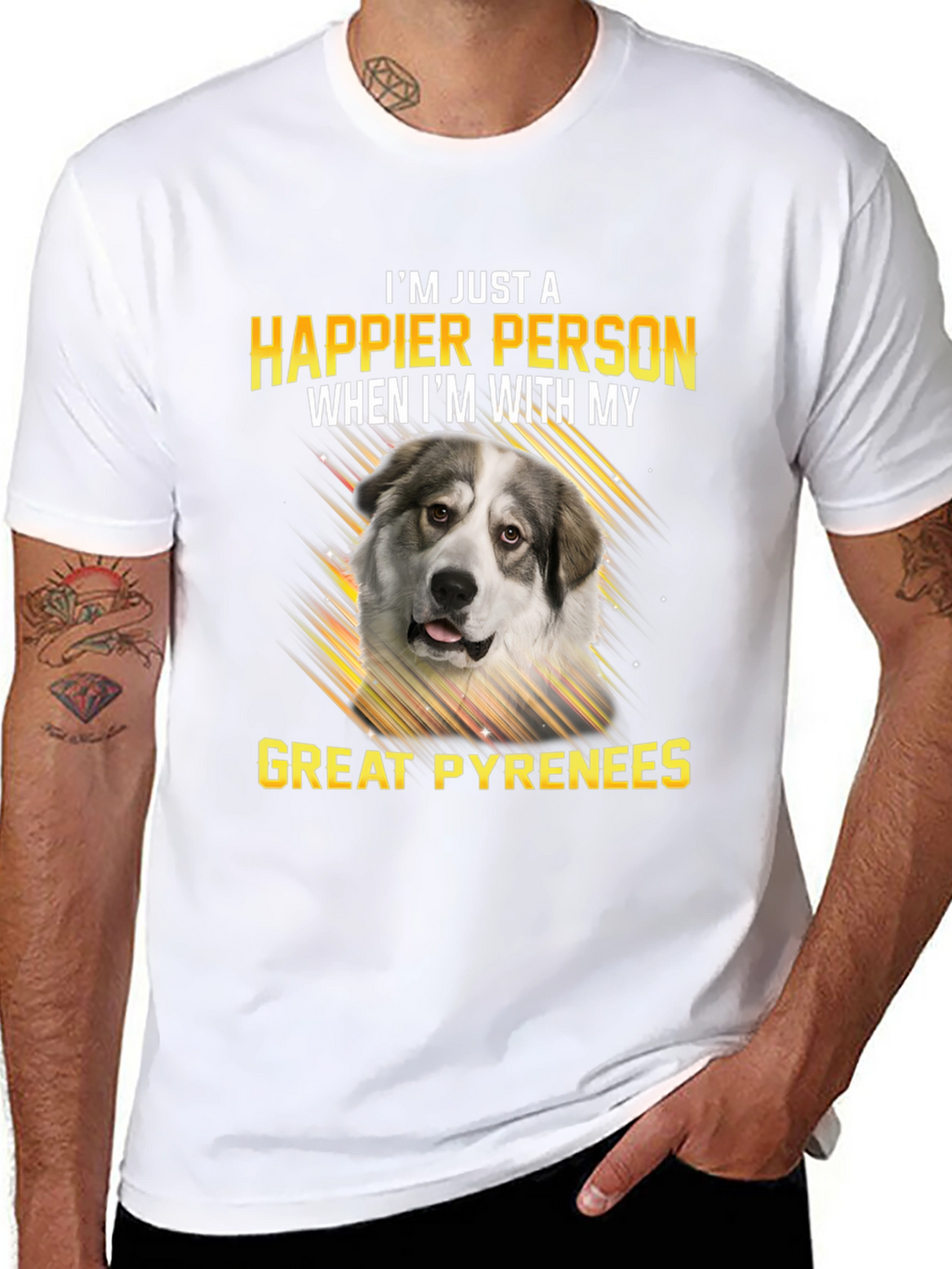 Great Pyrenees Happier With My Dog T-Shirt – Dog Lover Tee