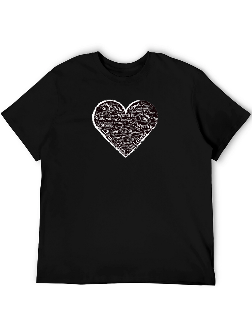 Inspirational Heart Word Art Black T-Shirt