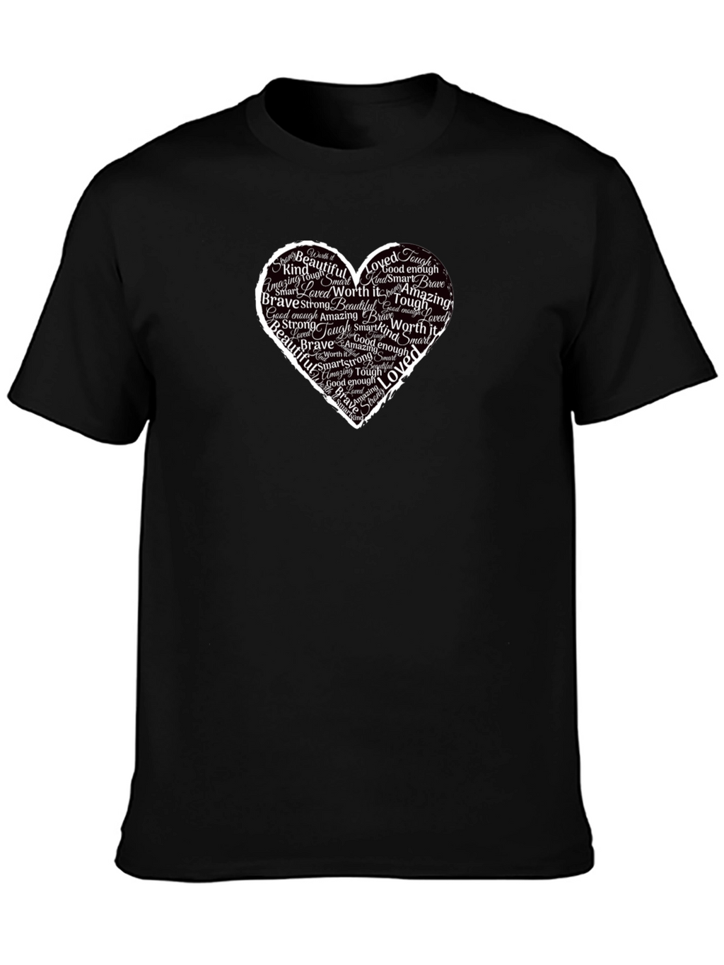 Inspirational Heart Word Art Black T-Shirt