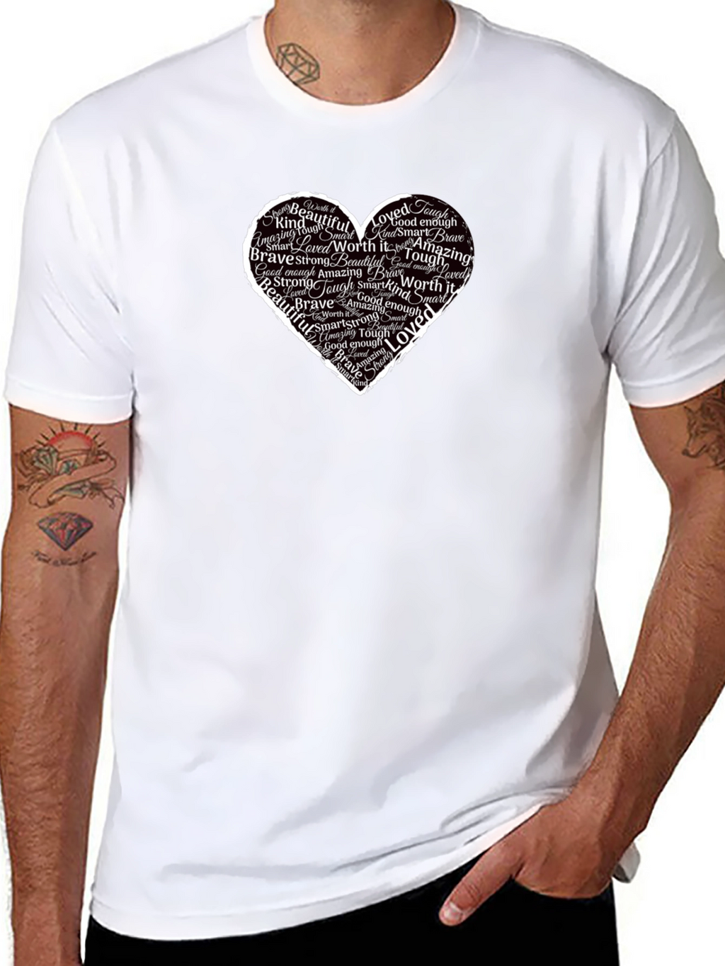Inspirational Heart Word Art Black T-Shirt