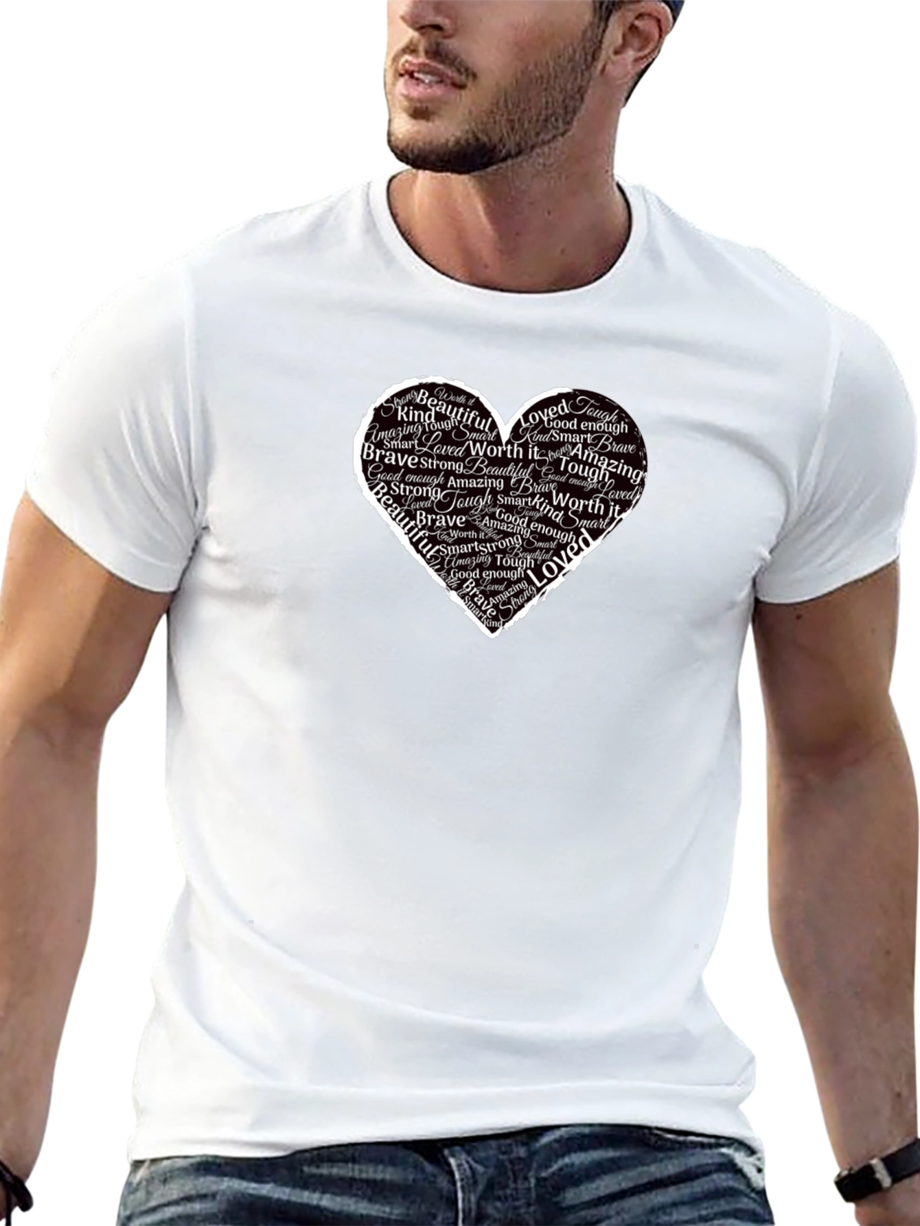 Inspirational Heart Word Art Black T-Shirt