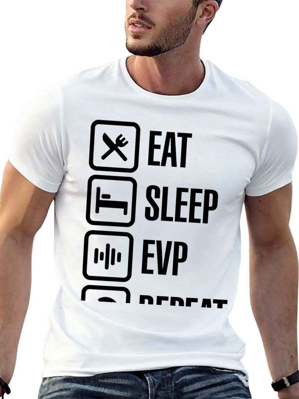 Eat Sleep EVP Repeat Black T-Shirt