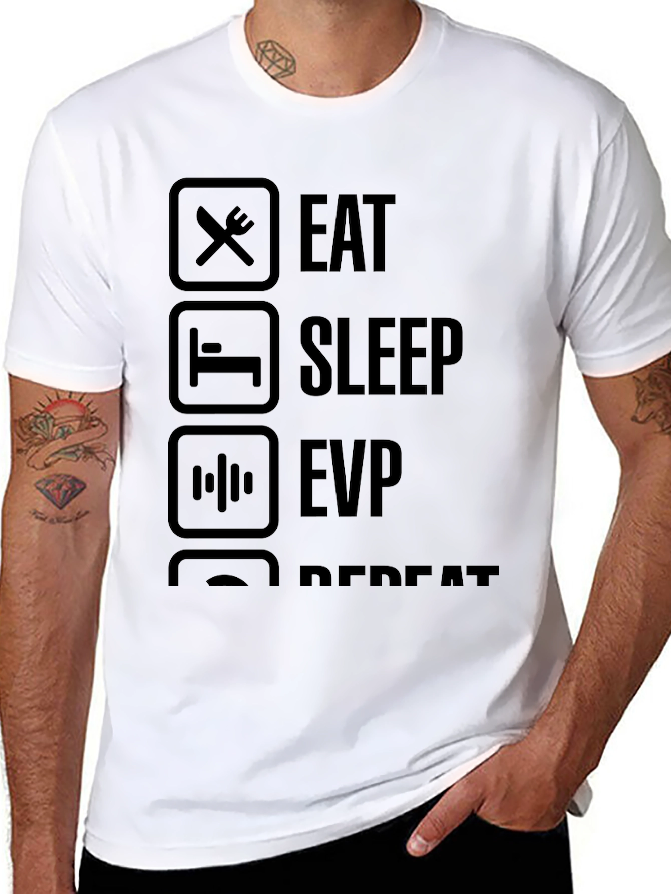 Eat Sleep EVP Repeat Black T-Shirt