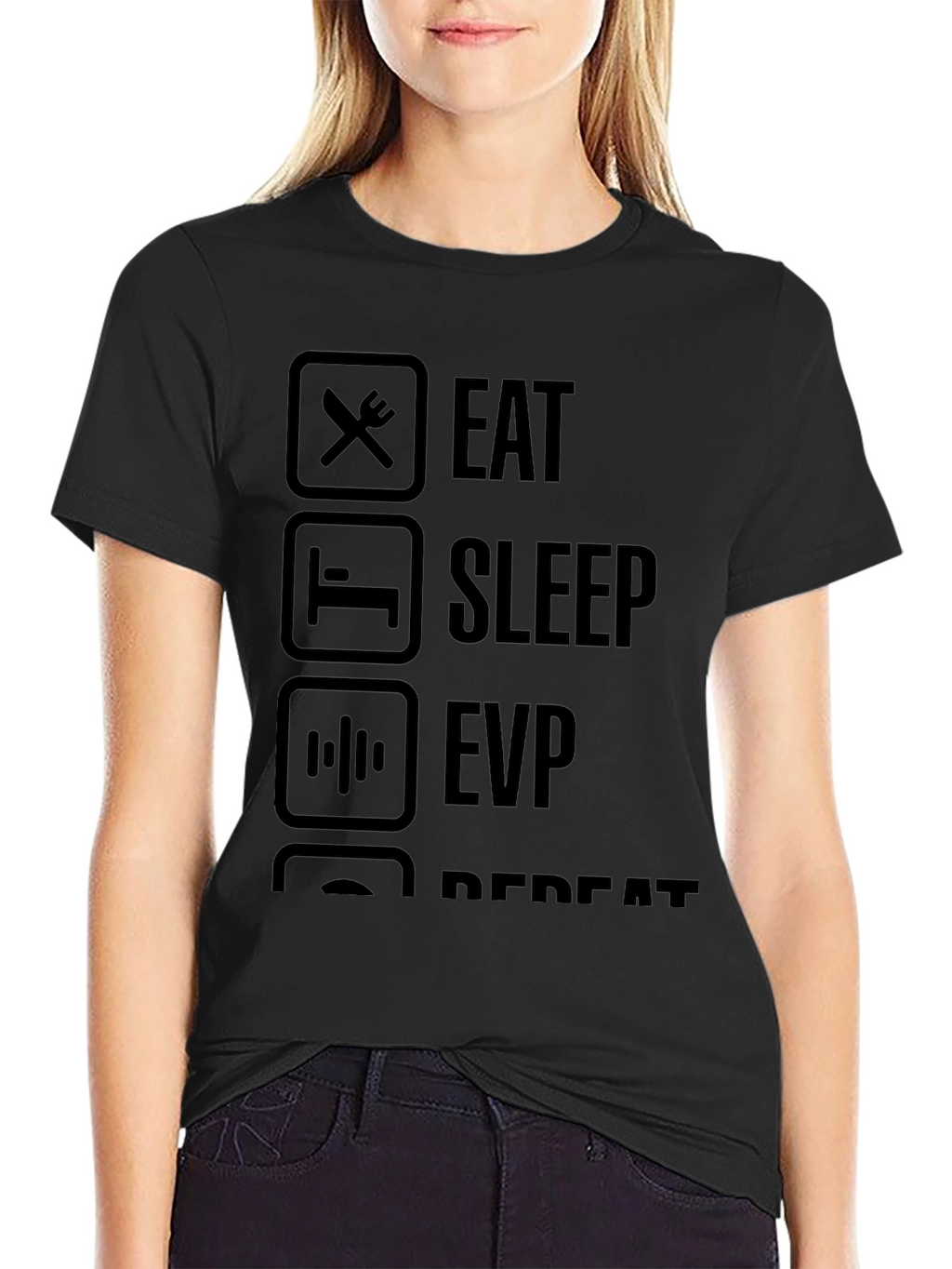Eat Sleep EVP Repeat Black T-Shirt