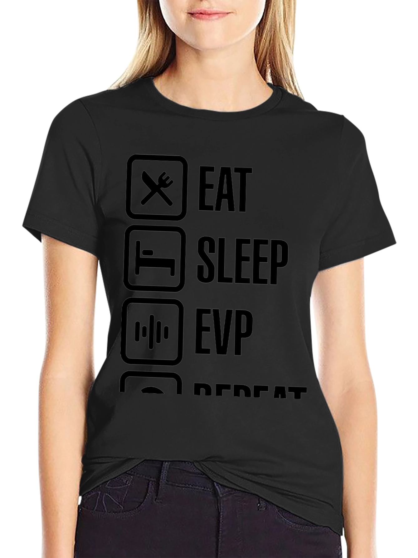 Eat Sleep EVP Repeat Black T-Shirt
