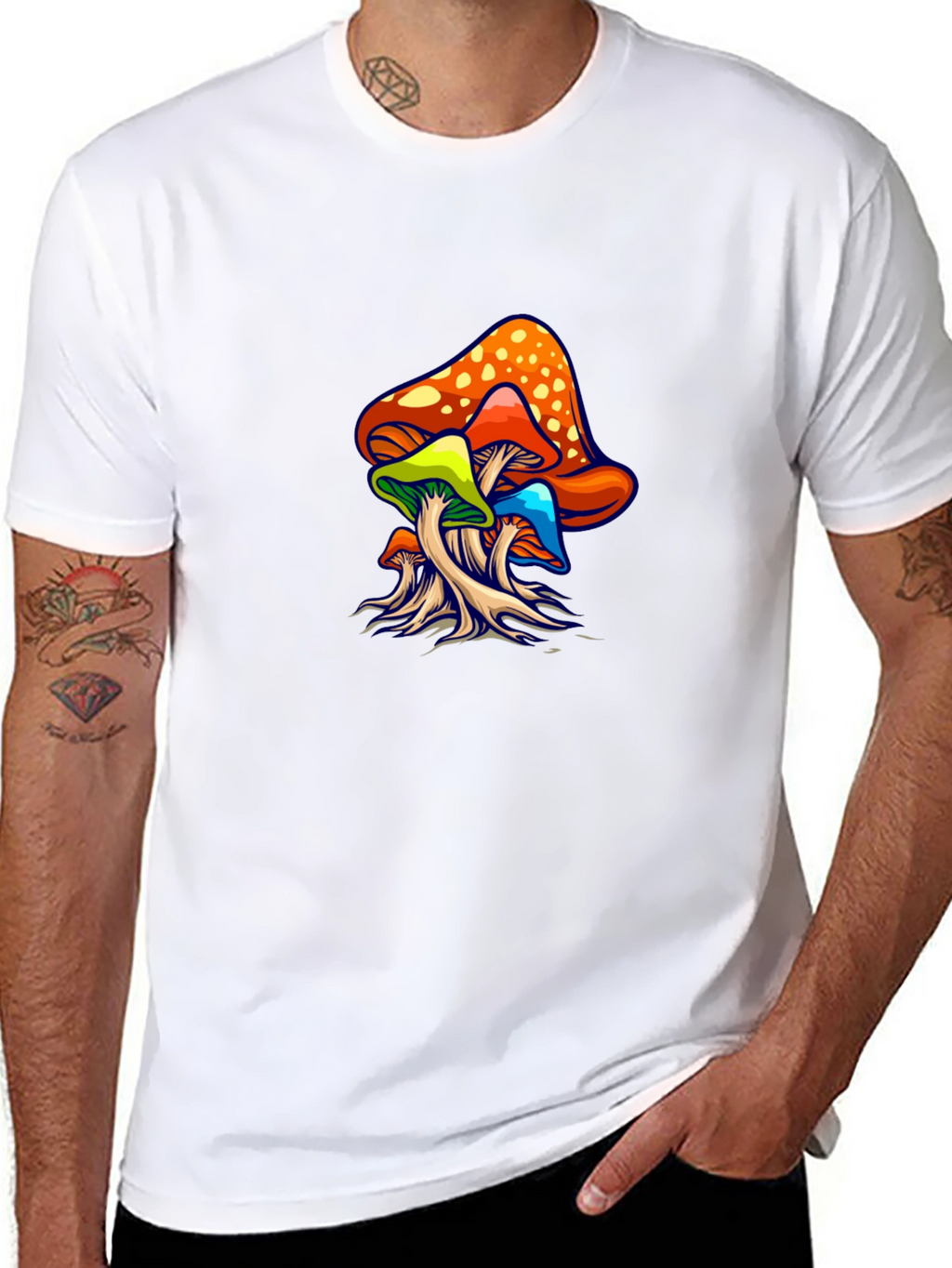Psychedelic Mushroom Graphic Tee - Black Unisex T-Shirt