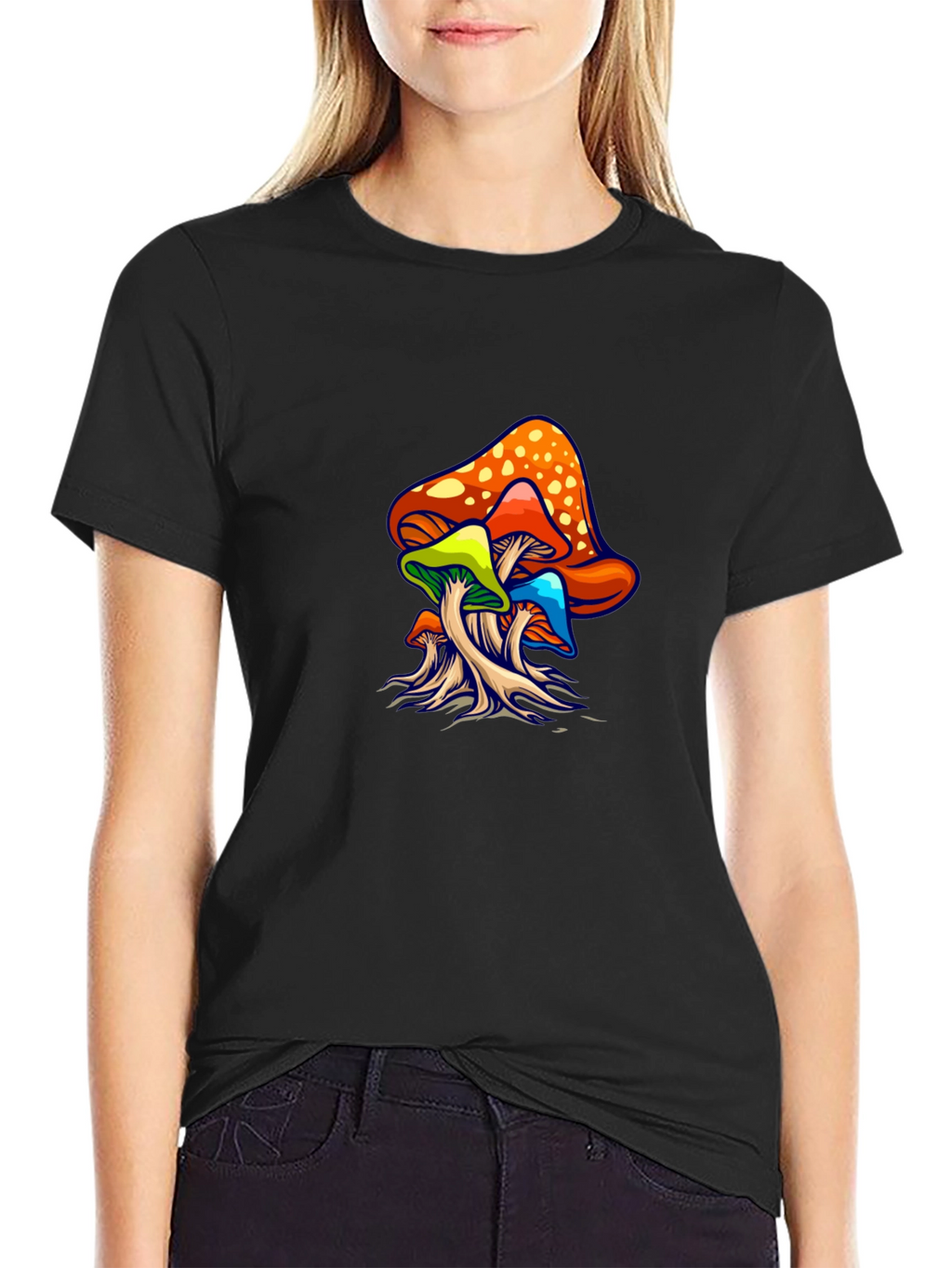 Psychedelic Mushroom Graphic Tee - Black Unisex T-Shirt