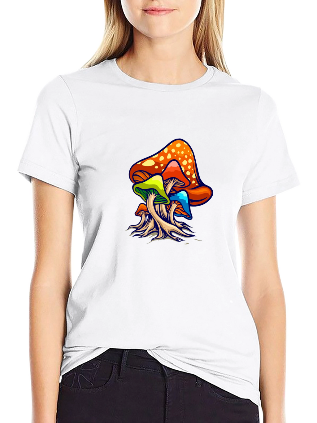 Psychedelic Mushroom Graphic Tee - Black Unisex T-Shirt