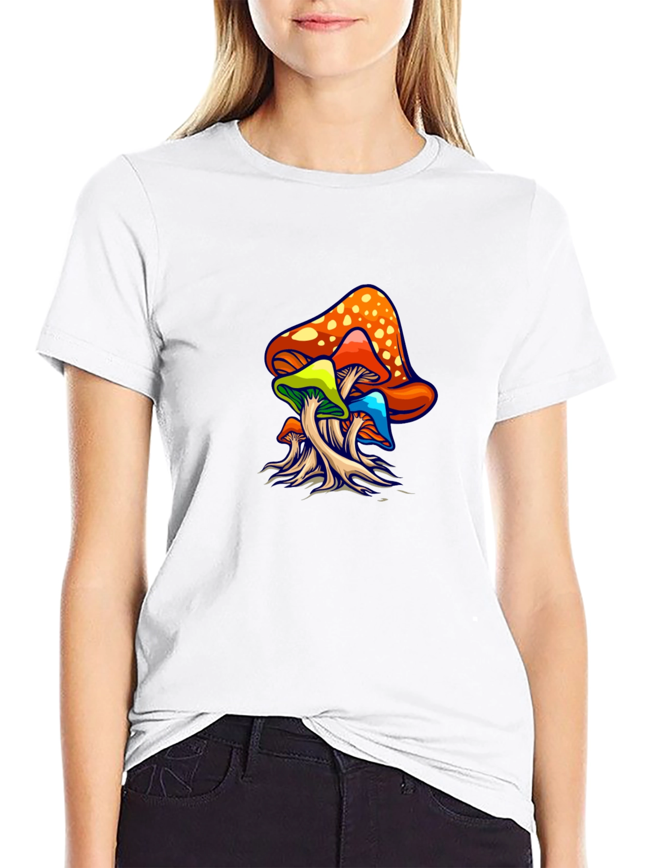 Psychedelic Mushroom Graphic Tee - Black Unisex T-Shirt