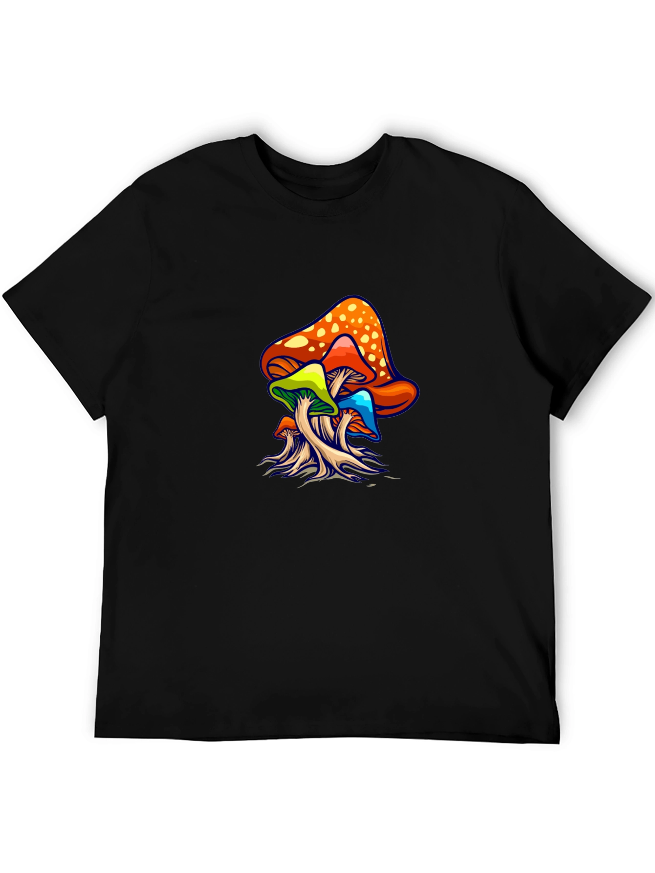 Psychedelic Mushroom Graphic Tee - Black Unisex T-Shirt