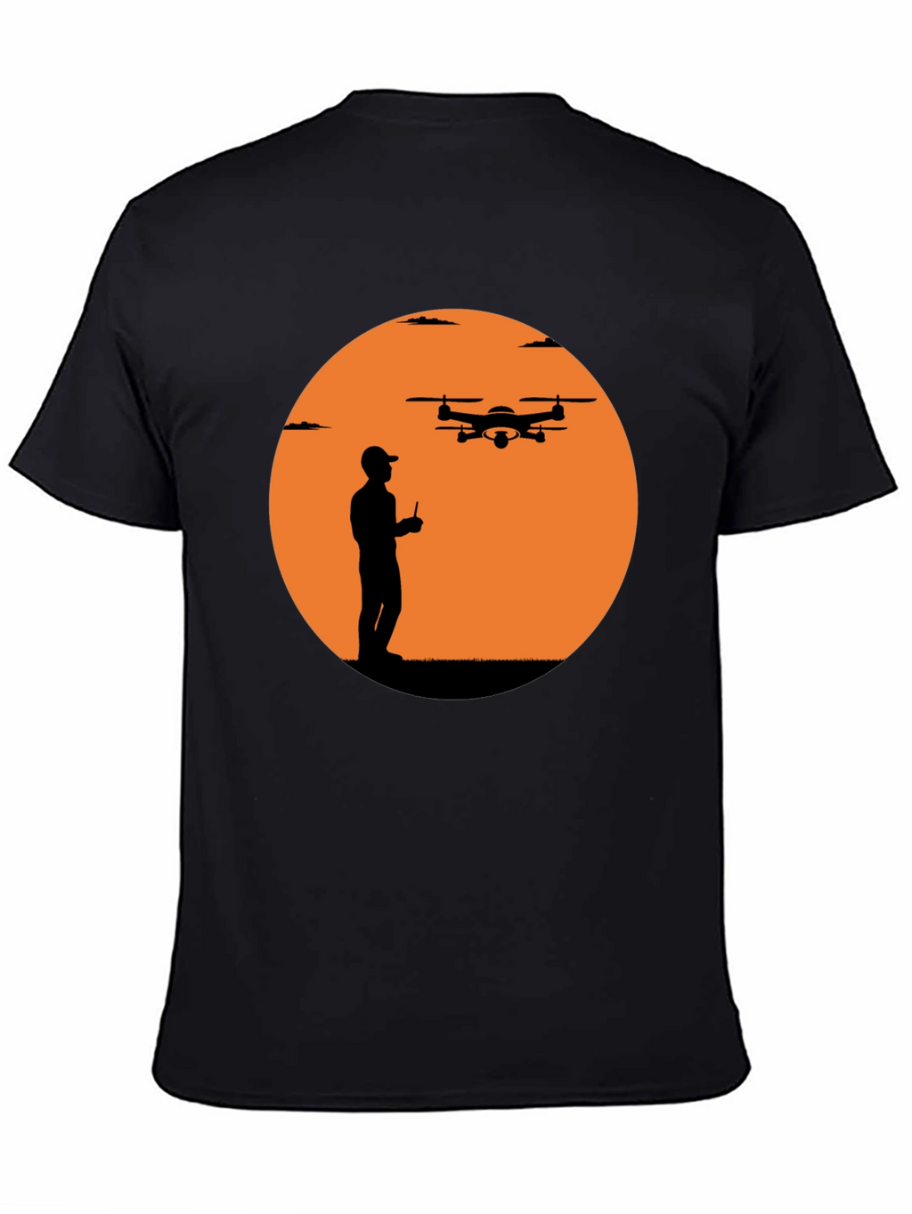 Drone Pilot Silhouette Graphic T-Shirt - Black
