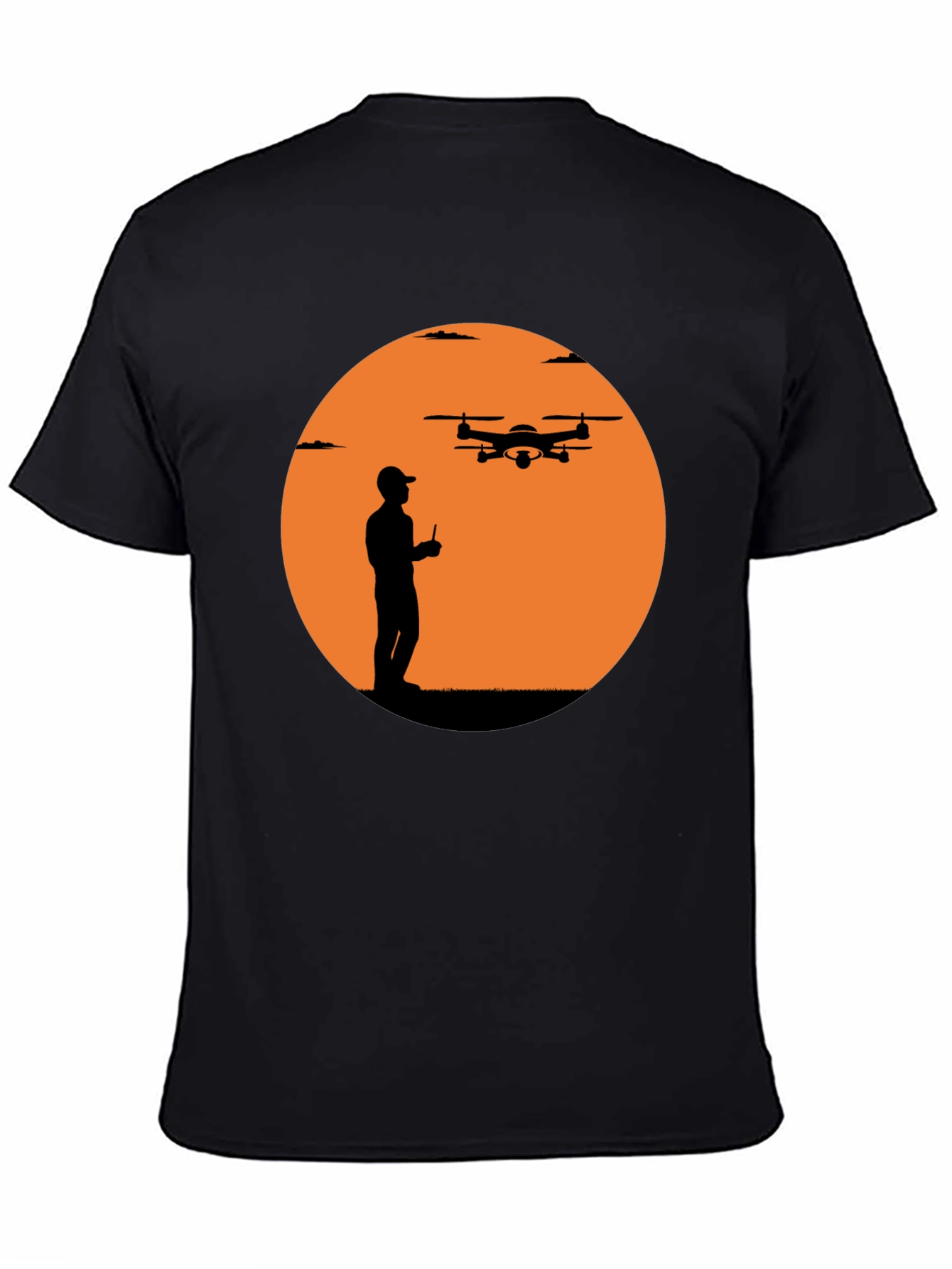 Drone Pilot Silhouette Graphic T-Shirt - Black