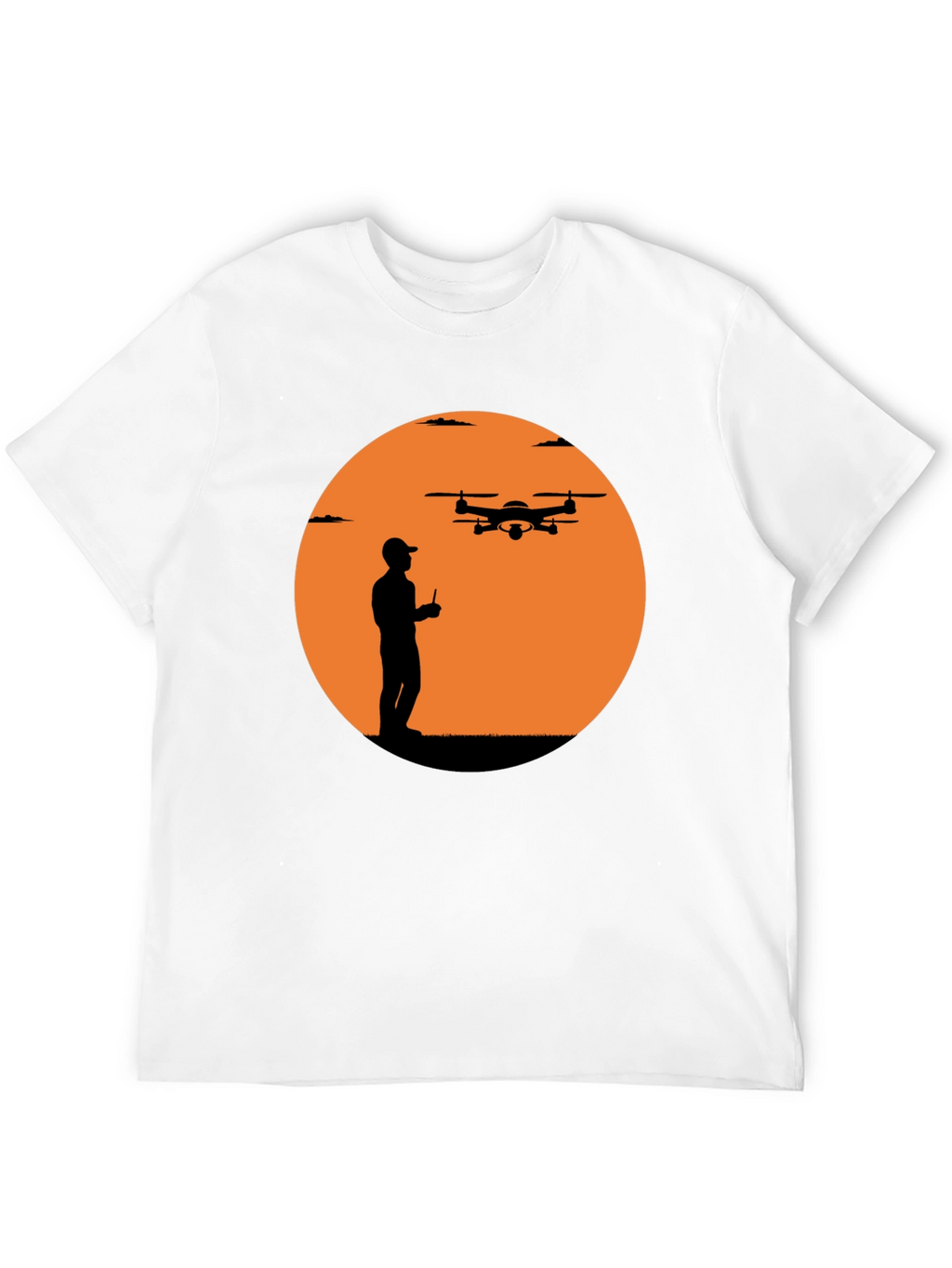 Drone Pilot Silhouette Graphic T-Shirt - Black