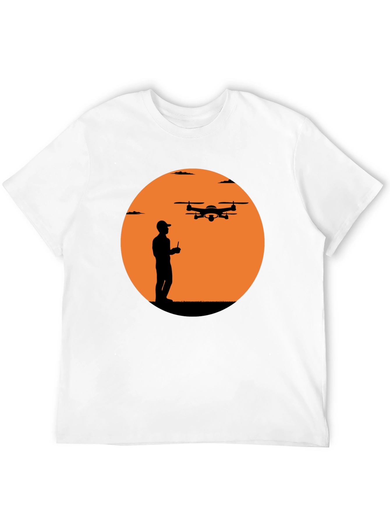 Drone Pilot Silhouette Graphic T-Shirt - Black