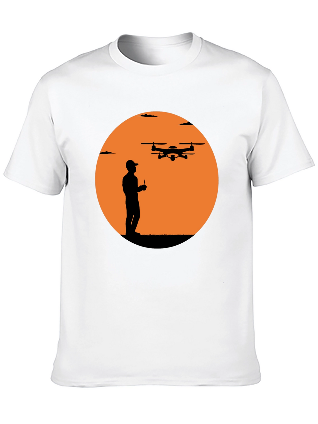 Drone Pilot Silhouette Graphic T-Shirt - Black