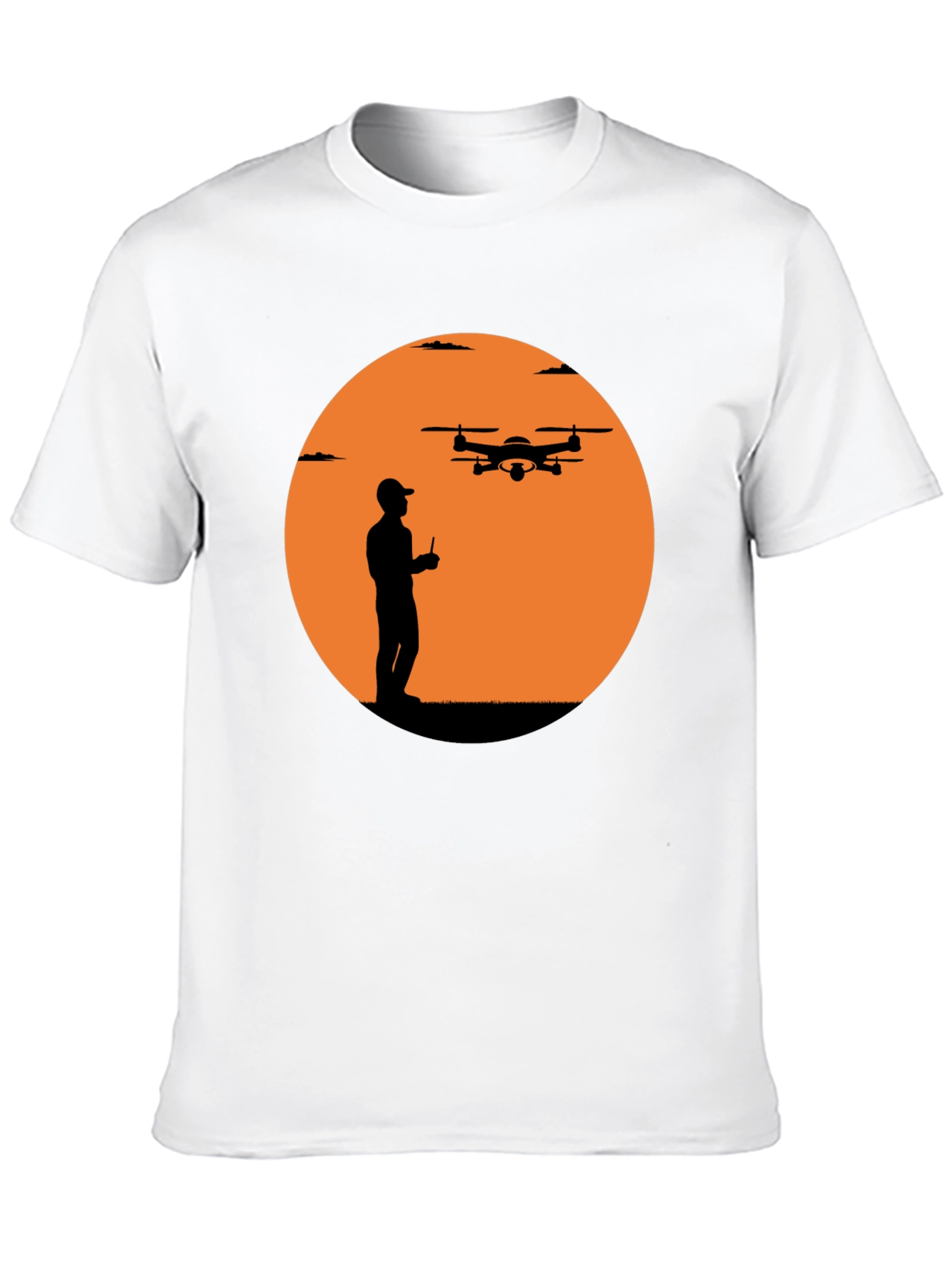 Drone Pilot Silhouette Graphic T-Shirt - Black