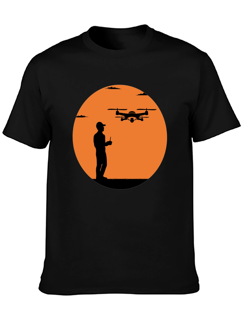 Drone Pilot Silhouette Graphic T-Shirt - Black