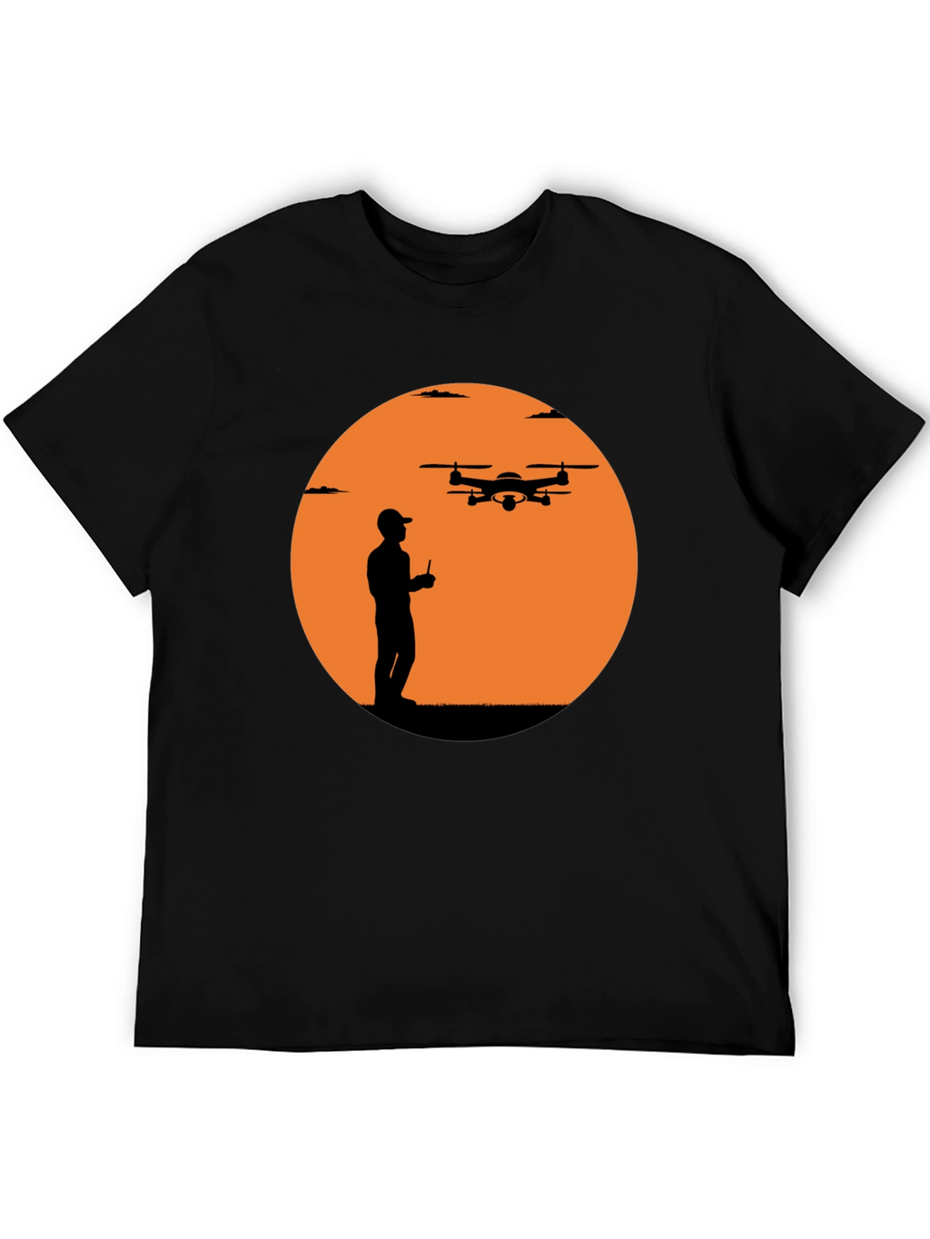 Drone Pilot Silhouette Graphic T-Shirt - Black