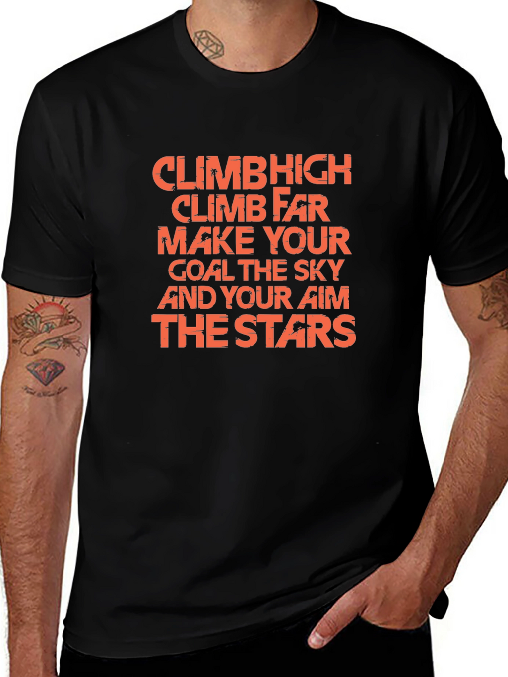 Motivational Climb High Graphic Black T-Shirt