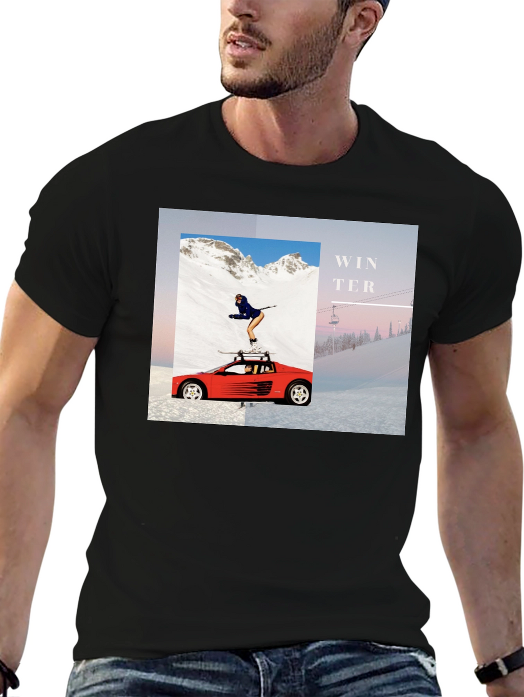 Winter Scene Graphic Tee - Unisex Black T-Shirt