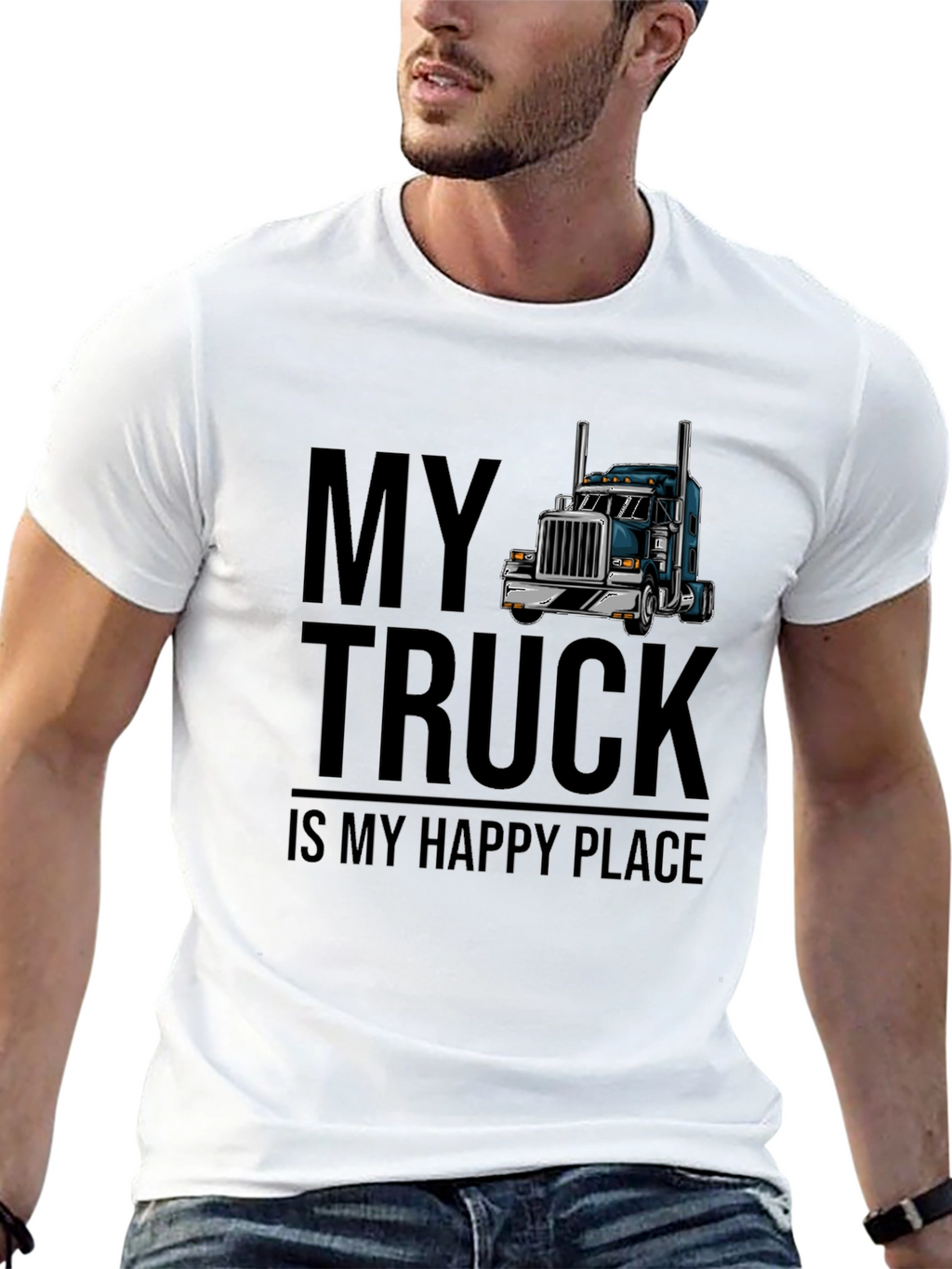Truckers Happy Place T-Shirt - Cool Truck Graphic Tee