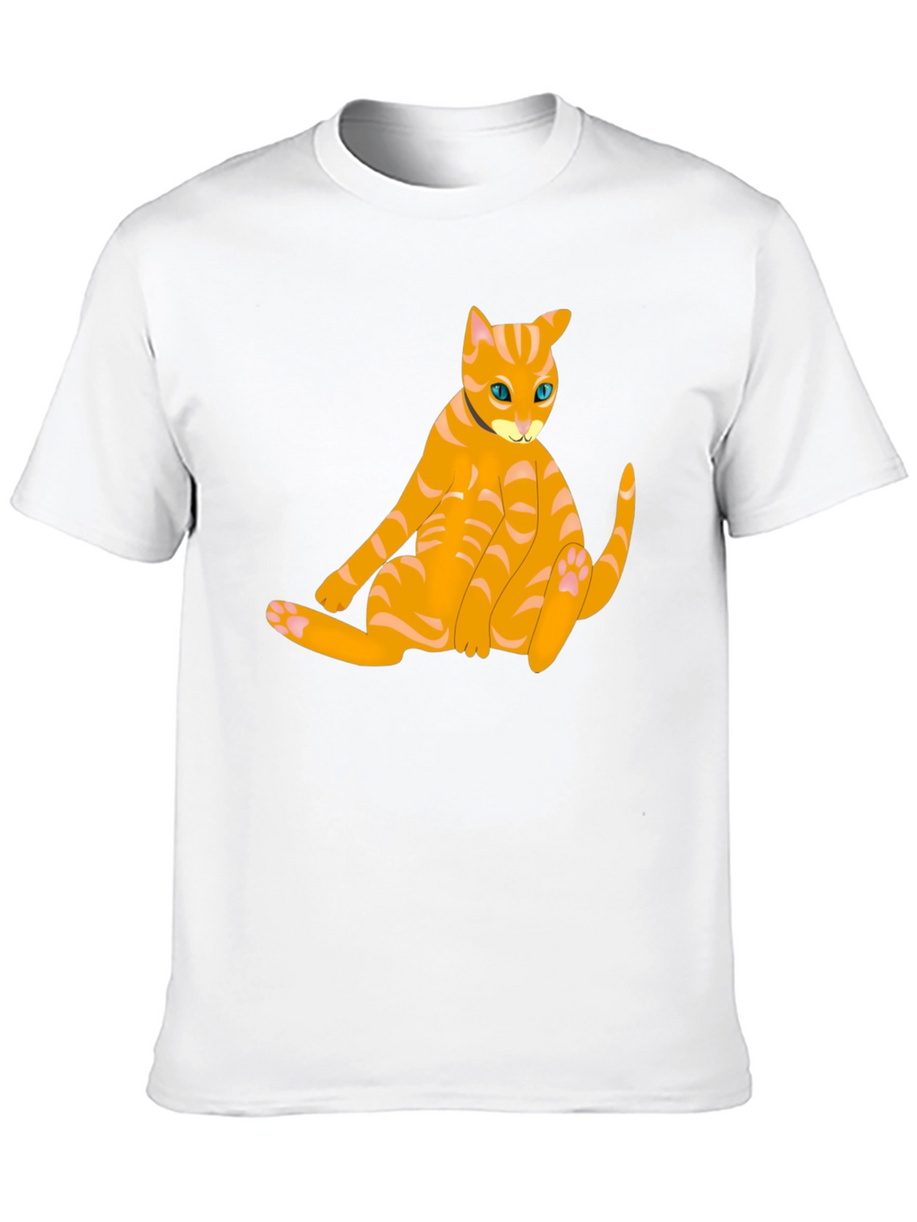 Orange Cat Graphic T-Shirt - Black