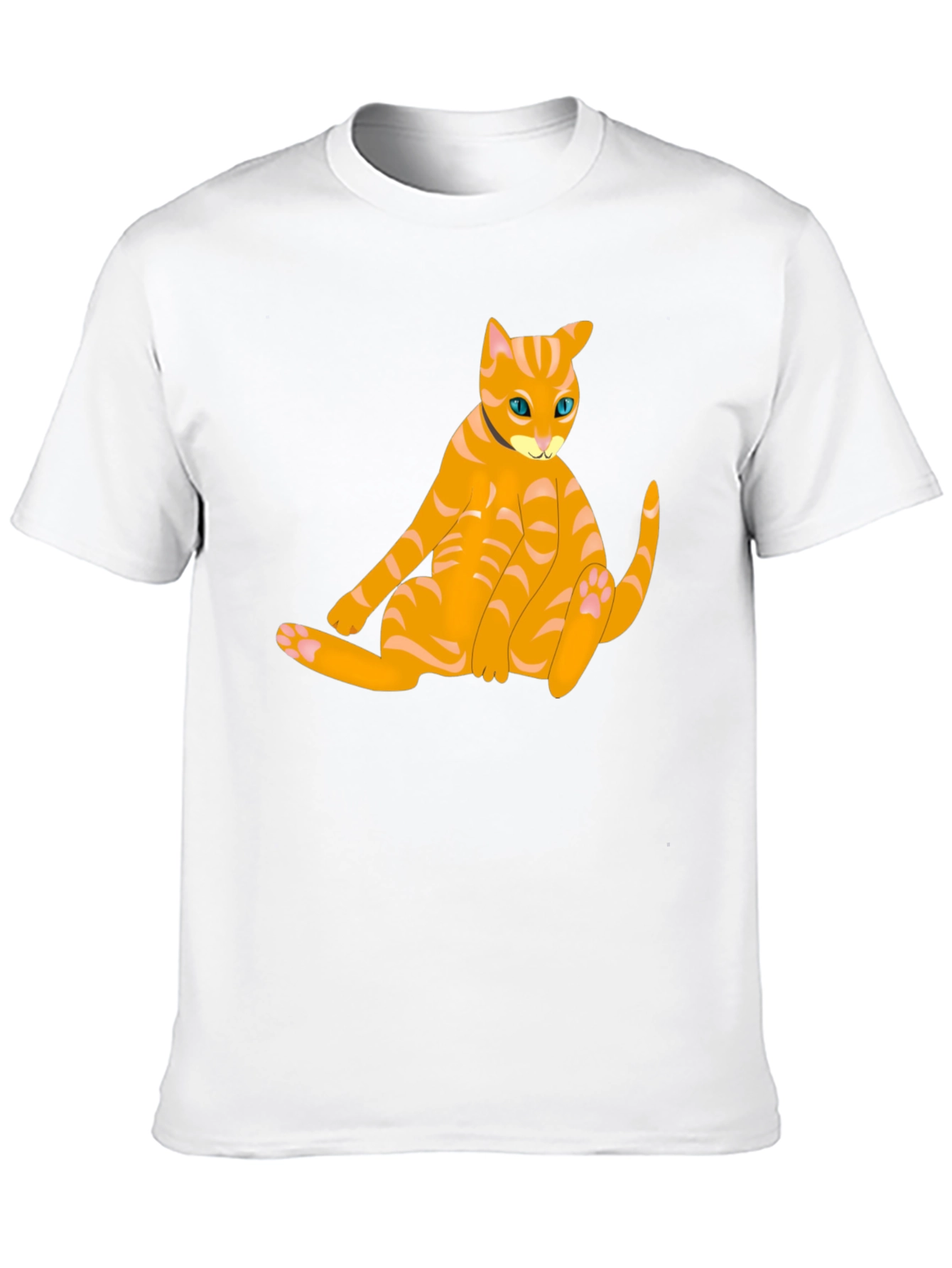 Orange Cat Graphic T-Shirt - Black