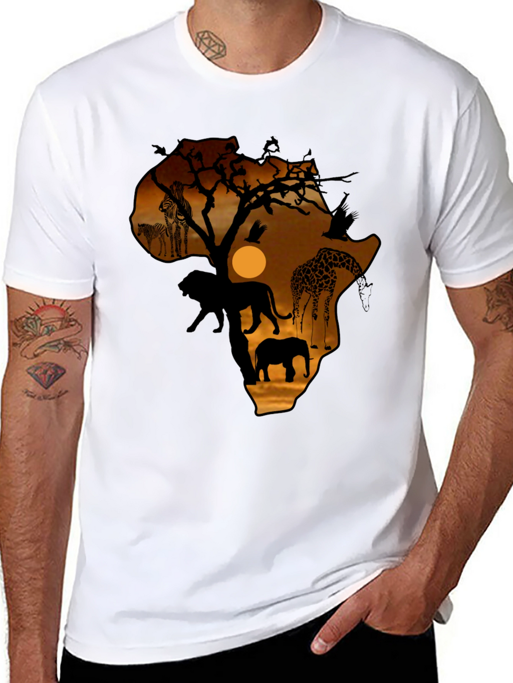 African Wildlife Silhouette Graphic Tee