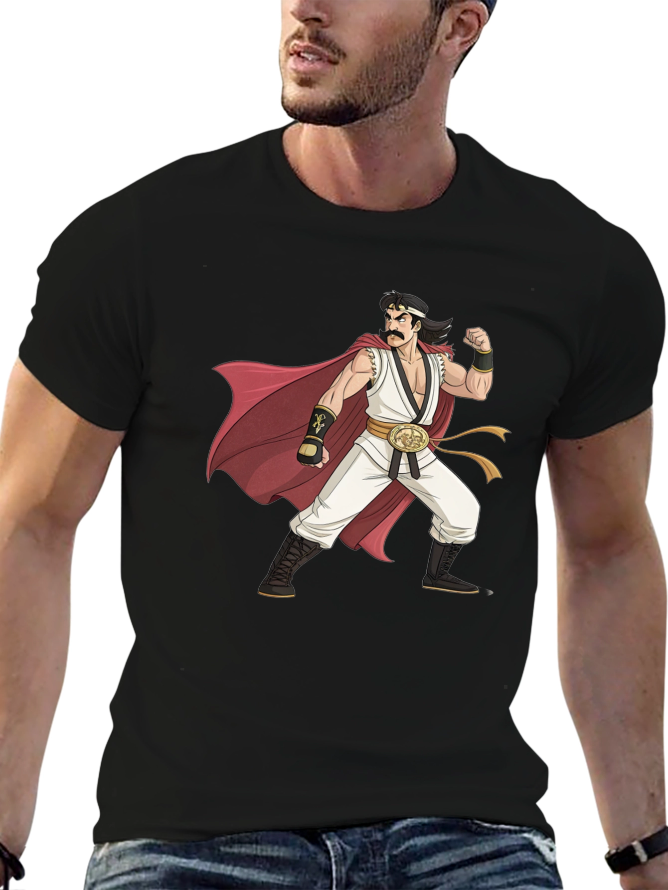 Retro Anime Character Graphic Black T-Shirt