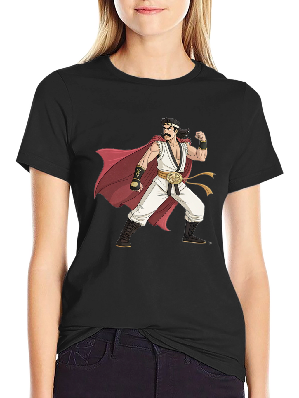 Retro Anime Character Graphic Black T-Shirt