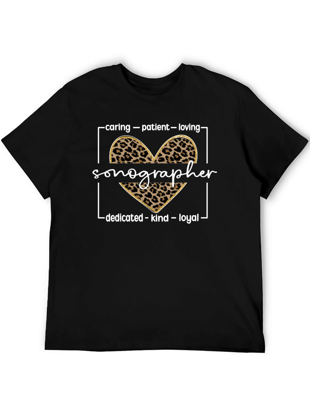 Sonographer Leopard Heart T-Shirt