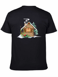 Christmas Cabin Graphic Tee - Holiday Season Apparel