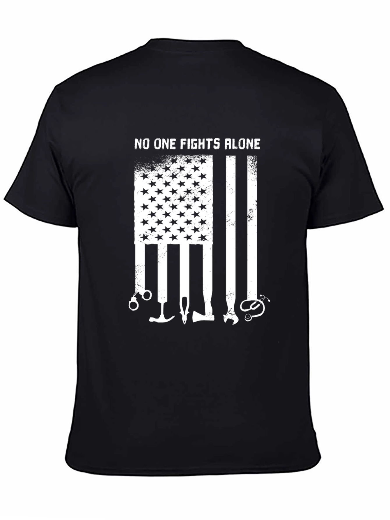No One Fights Alone T-Shirt American Flag