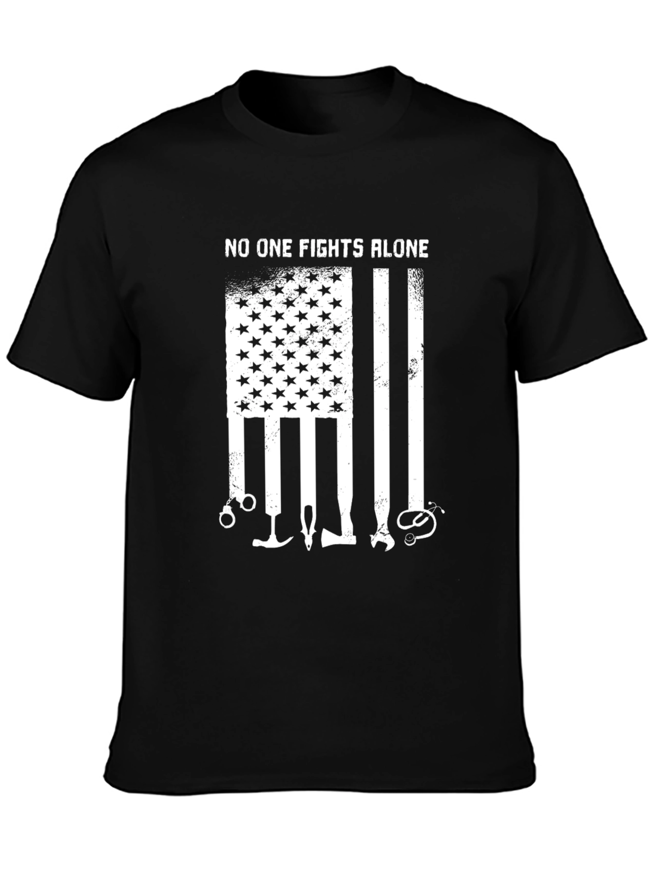 No One Fights Alone T-Shirt American Flag
