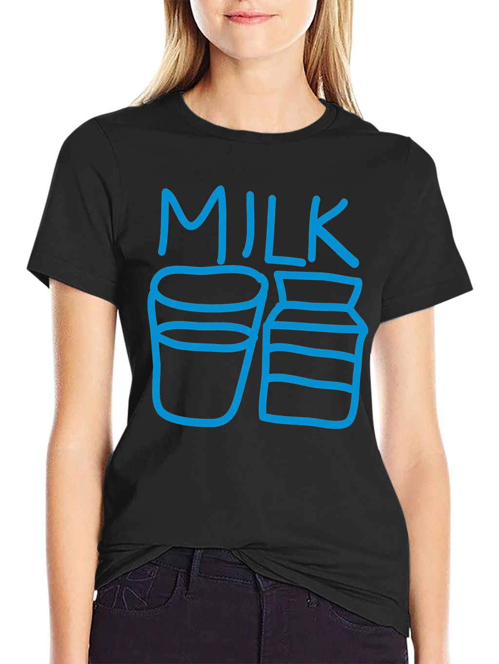 Milk Graphic T-Shirt - Casual Black Tee